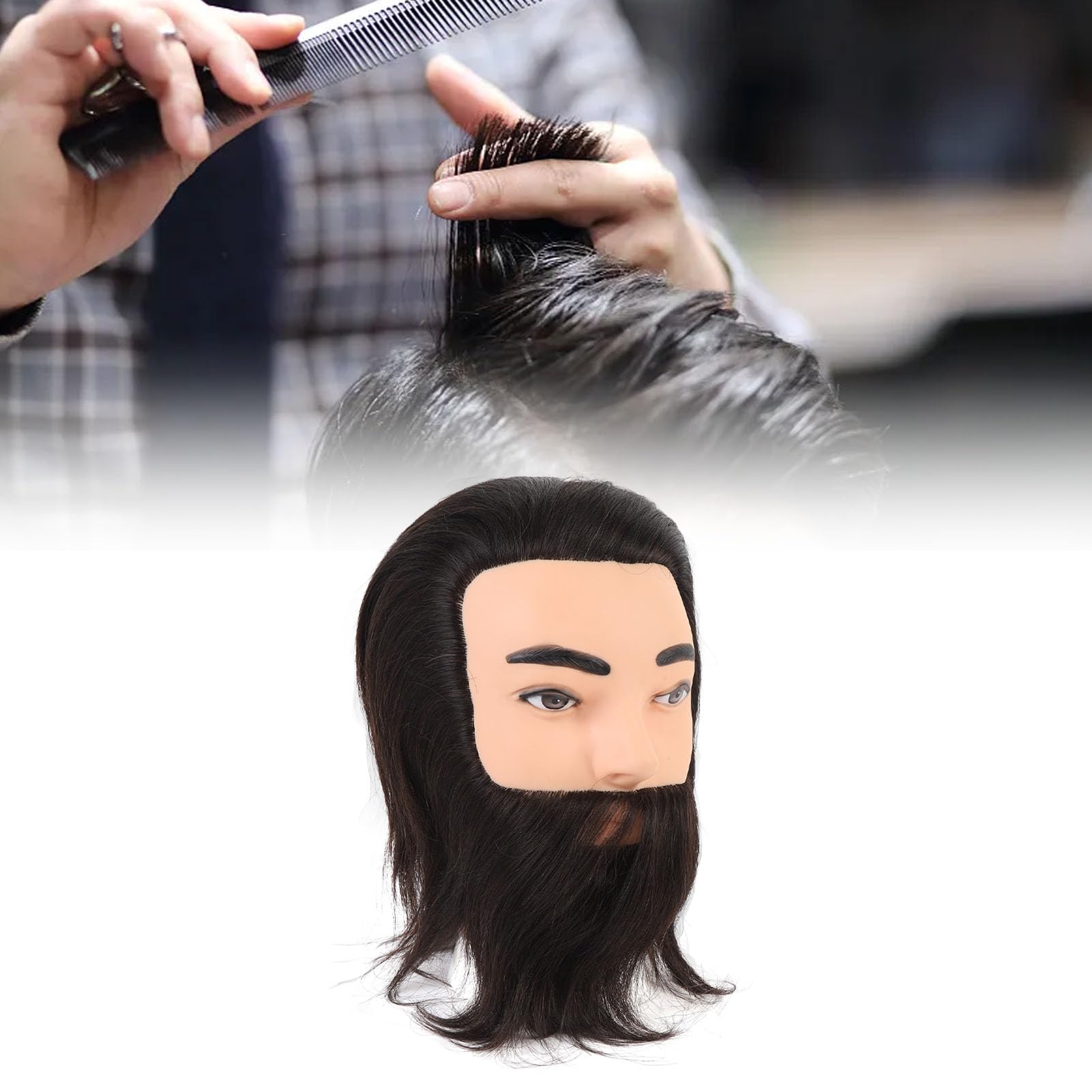 Testa di Manichino Maschile con Barba, Testa di Manichino per Capelli in Resina PVC, Manichino Parrucchiere Testa di Allenamento Maschile per Formazione Pratica del Salone di
