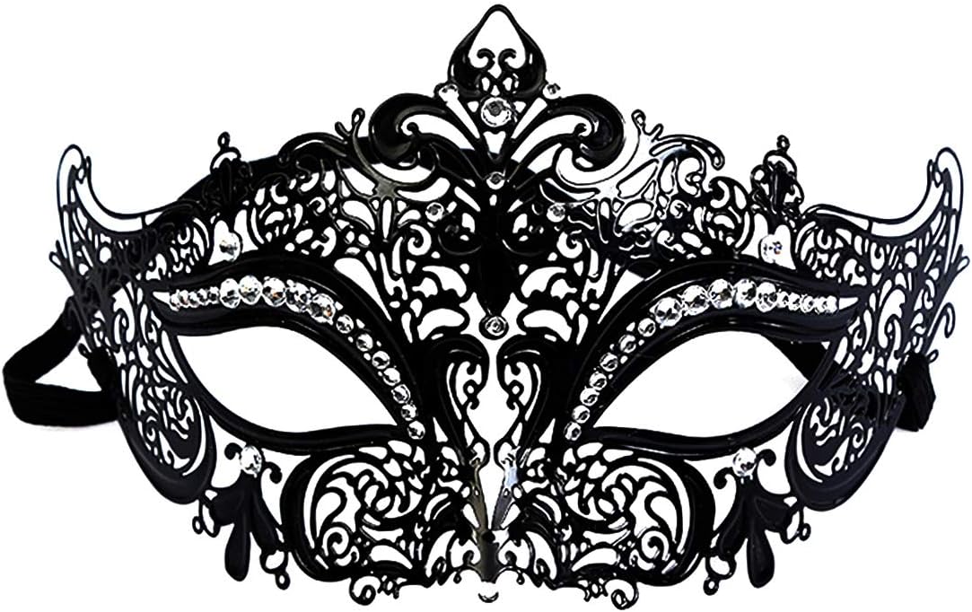 Leprato Masquerade Mask for Women Black Venetian Mask for Halloween Mardi Gras Prom Ball Party Costume Mask