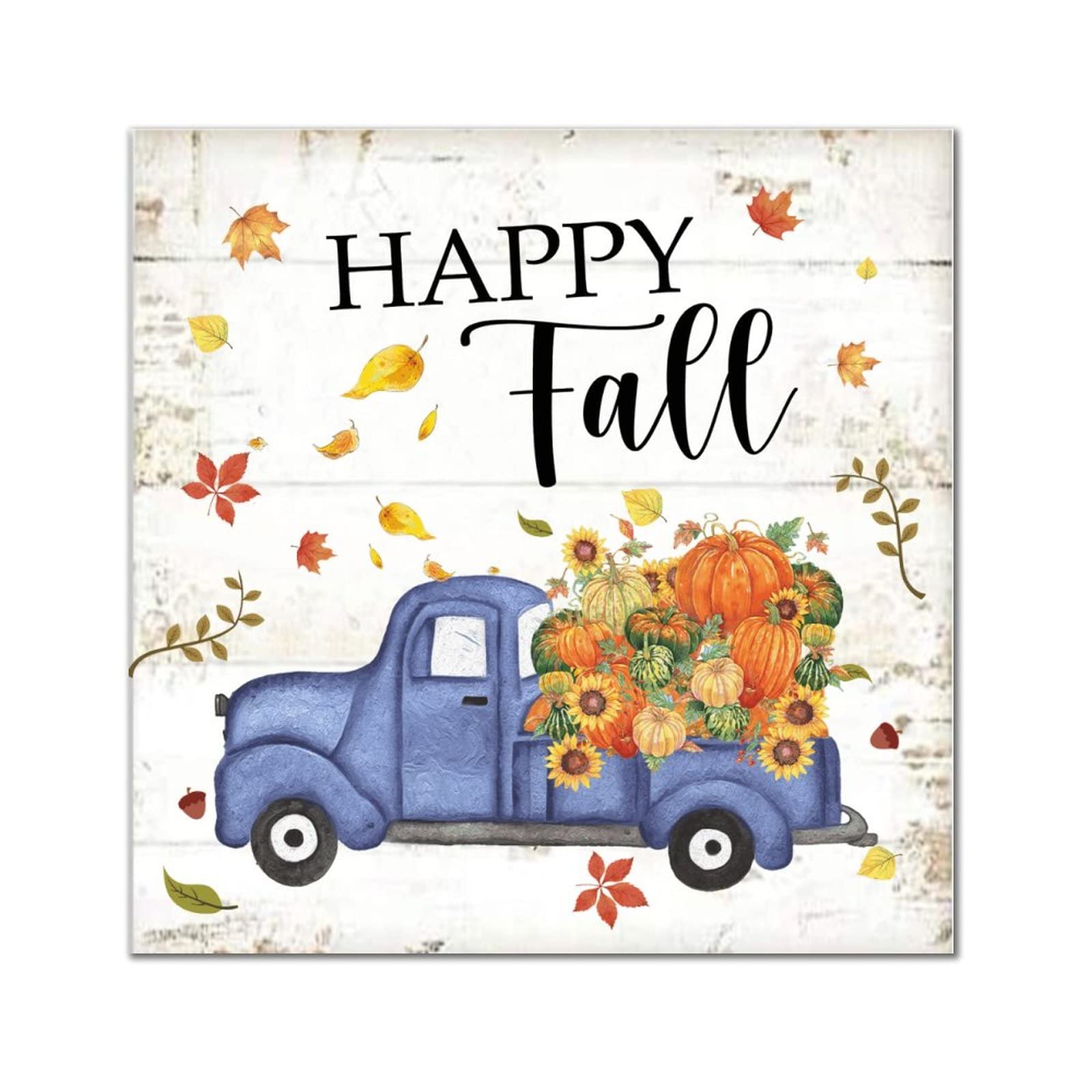 Panneau en bois camion citrouille feuilles d'érable décoration automne
