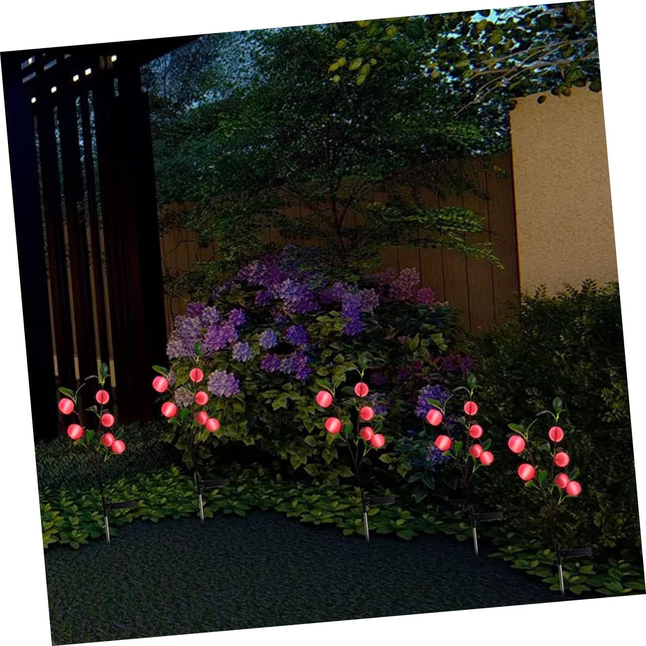 POPETPOP 3pcs Garden Lights Stake Solar-Powered Outdoor Ground Lights Led Landscape Walkway Decorative Lamp Auto Turn Off Apples Shape