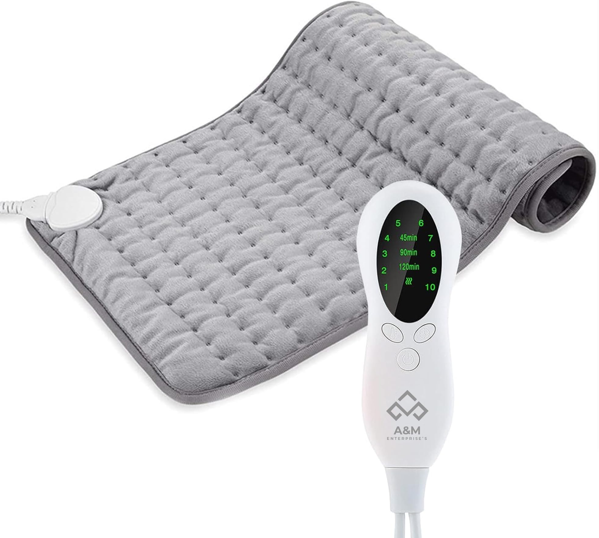 A&M Enterprise's Electric Heating Pad for Pain Relief of Back Neck and Shoulder, Heating Pad Electric Blanket Physiotherapy, 10 Electric Temperature Options, (12"×24'') (Grey)
