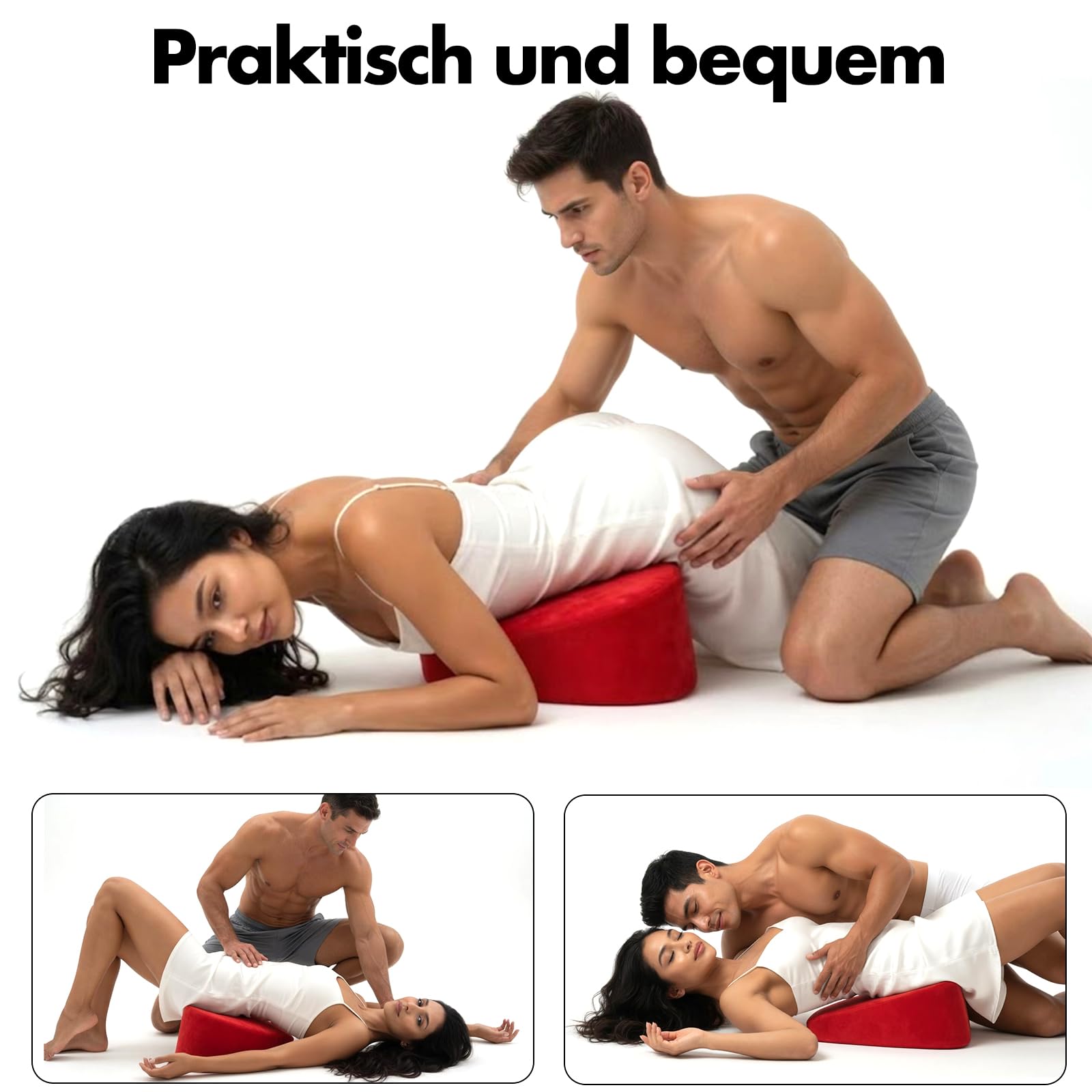 Sex Kissen Herzförmiges für Paare, Liebeskissen & Positionierungskissen Sexkissen, Sex Pillow Angeschrägtes Keilkissen als Paarkissen für Komfort Erotik Kissen & Ramps (Rot)