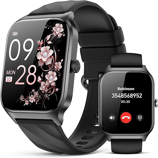 Smart Watch for Women Men,(Answer/Make Call) 1.83” Fitness Activity Tracker Smartwatch for Android iPhone iOS Compatible,IP68 Waterproof Step Counter Watch with Sleep Monitor, 2 Traps