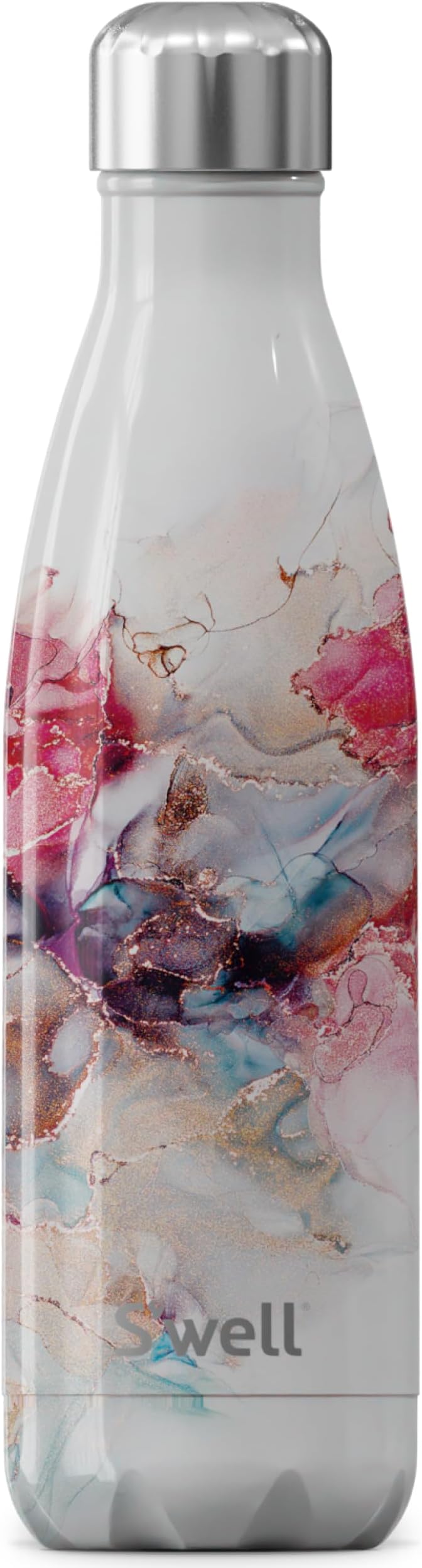 S'wellStainless Steel Water Bottle, 17oz, Rose Marble, Triple Layered Vacuum Insulated Containers Keeps Drinks Cold for 36 Hours and Hot for 18, BPA Free, Perfect for On the Go