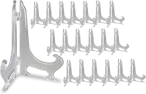 BANBERRY DESIGNS Caballetes plegables de acrílico transparente, juego de 20, caballete de exhibición multiuso, 4 pulgadas de alto