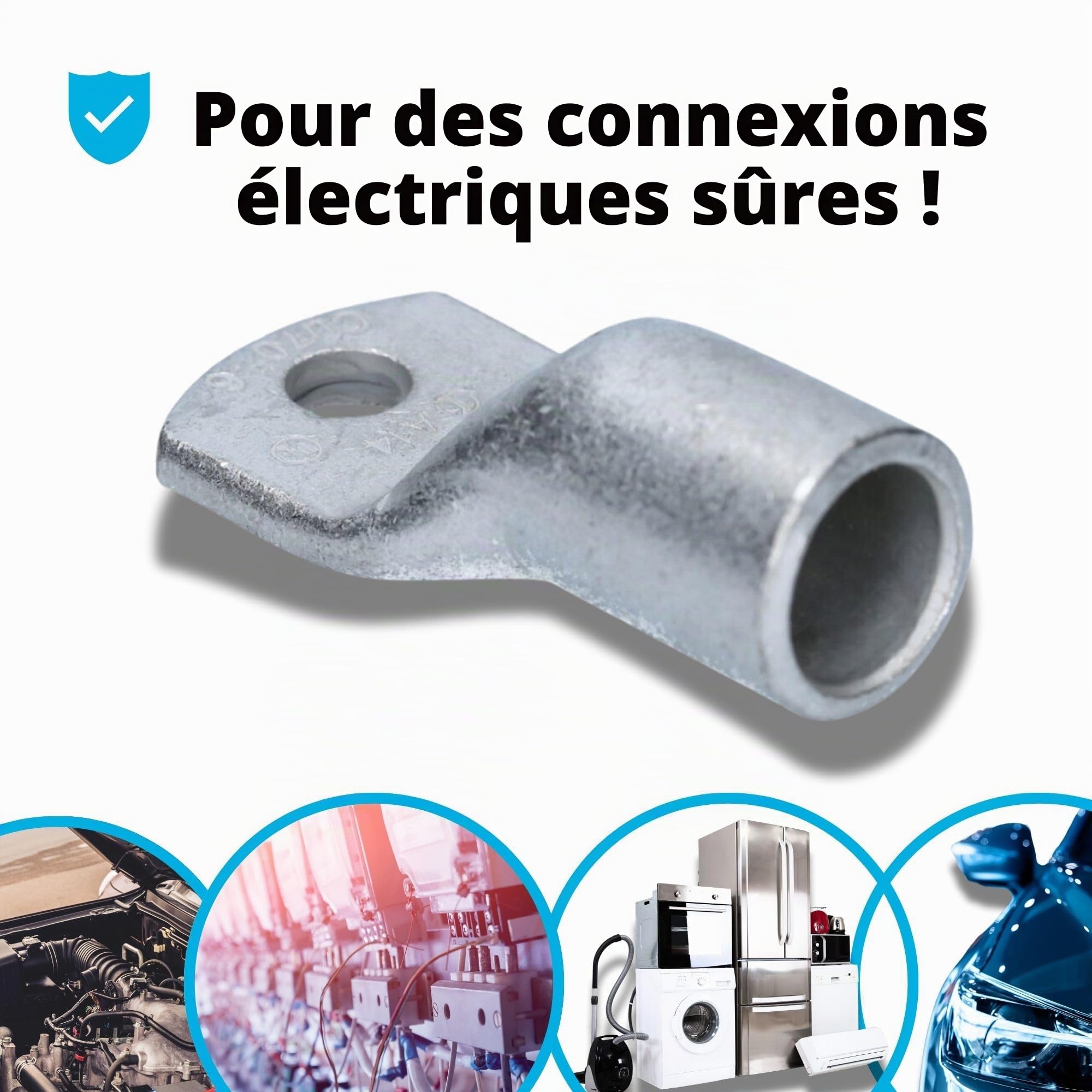 Cembre A14-M6 Lot de 10 Cosses Tubulaires 70 mm² M6 en Cuivre Étamé | Cosses à sertir non isolées pour câble de batterie, auto, bateau et industrie. Haute conductivité et protection