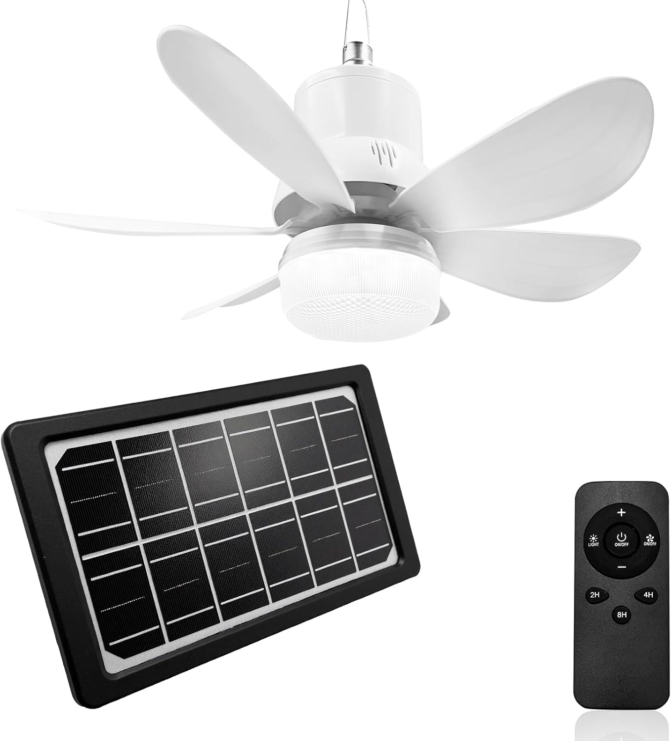 Photo voltaic Ceiling Fan Gentle with Battery Constructed-in 10000mAh Powered, Transportable Rechargeable Fan with Lengthy Wire Distant Management, Twin Kind-C/Photo voltaic Charging Hanging for Tent/Storage/Gazebo Tenting Outside