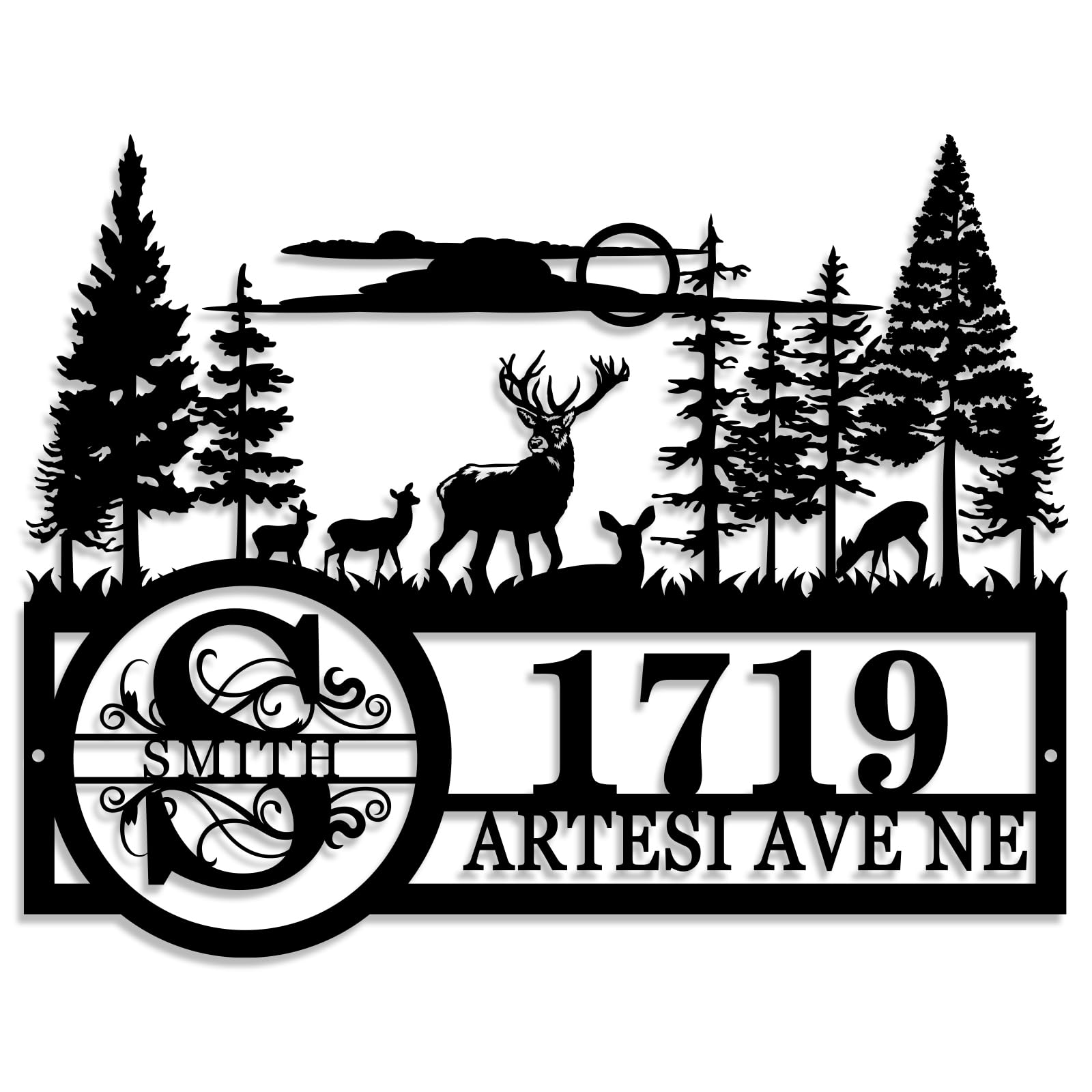 Personalized last Name Hanging Address Sign for House, House Number Sign, House Numbers for Outside, Address Numbers for House, Custom Address Plaques