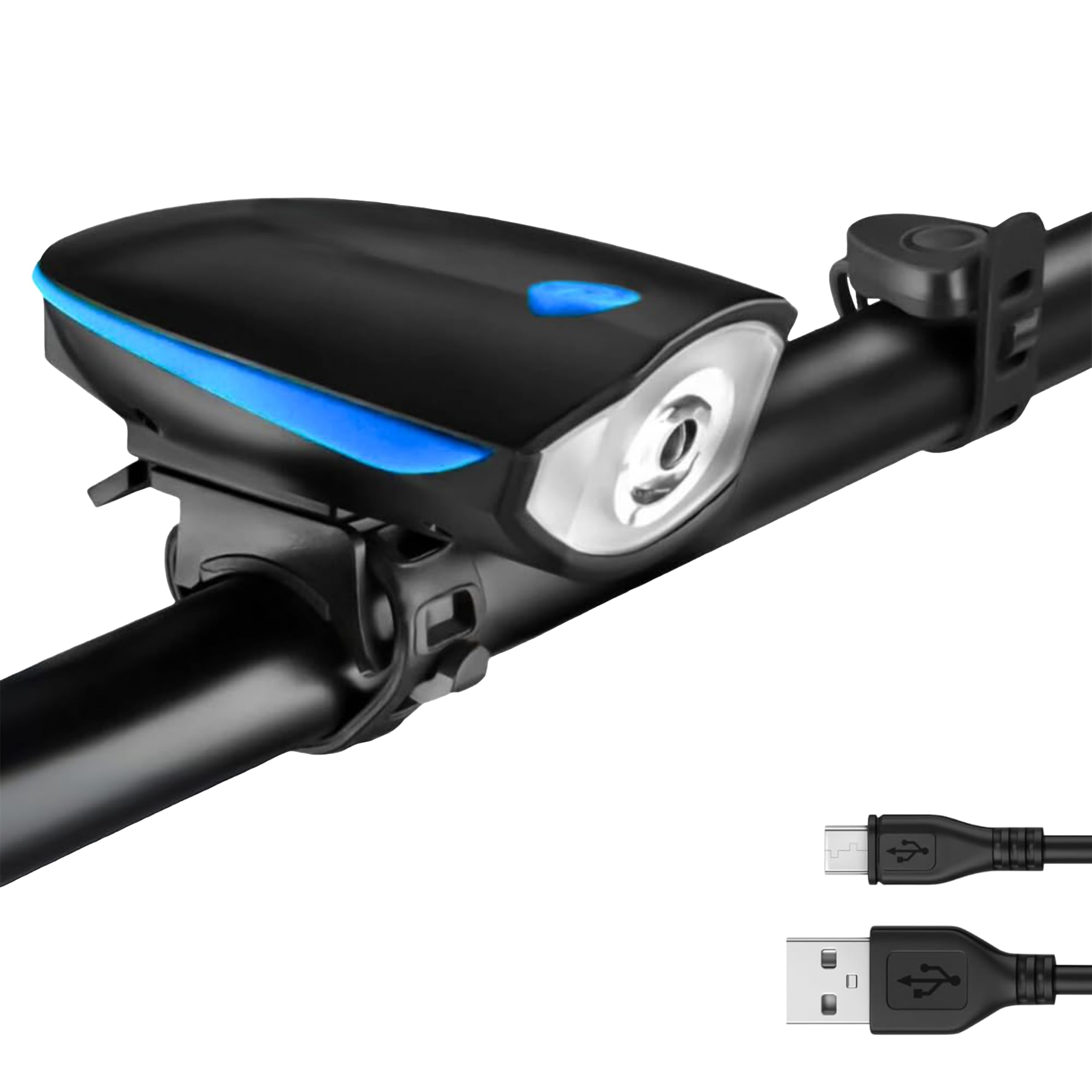 CRADIAC - USB Rechargeable LED Front Light with Loud Bell & 3 Modes | Universal Fit for Bicycles