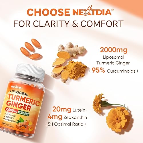 Miniatura 9 de Pastillas de suplemento liposomal de cúrcuma y jengibre con cápsulas blandas de zeaxantina de uteína, curcumina de cúrcuma orgánica con pimienta