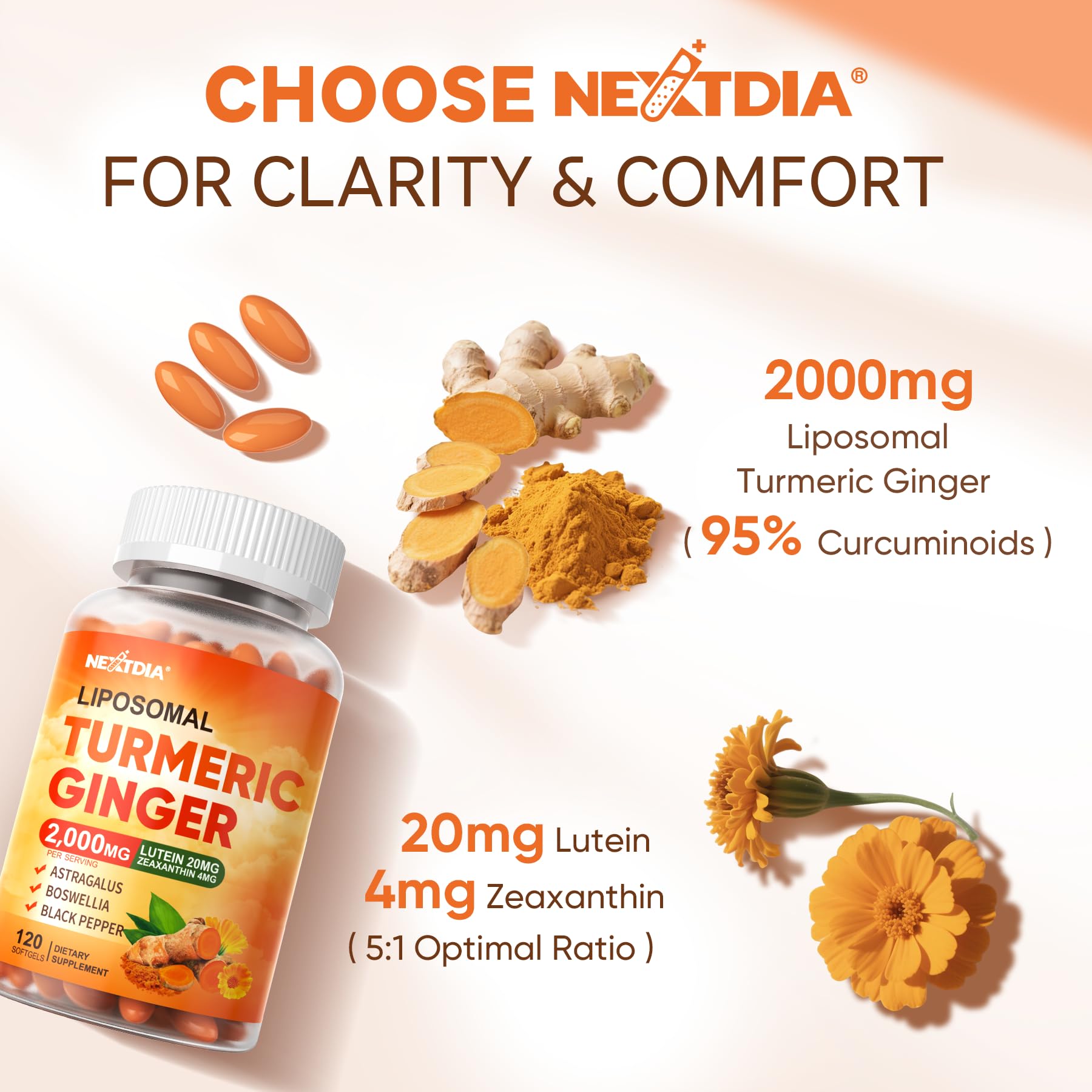 Liposomal Turmeric and Ginger Supplement Pills 2000mg + Lutein Zeaxanthin — Amazon image 4