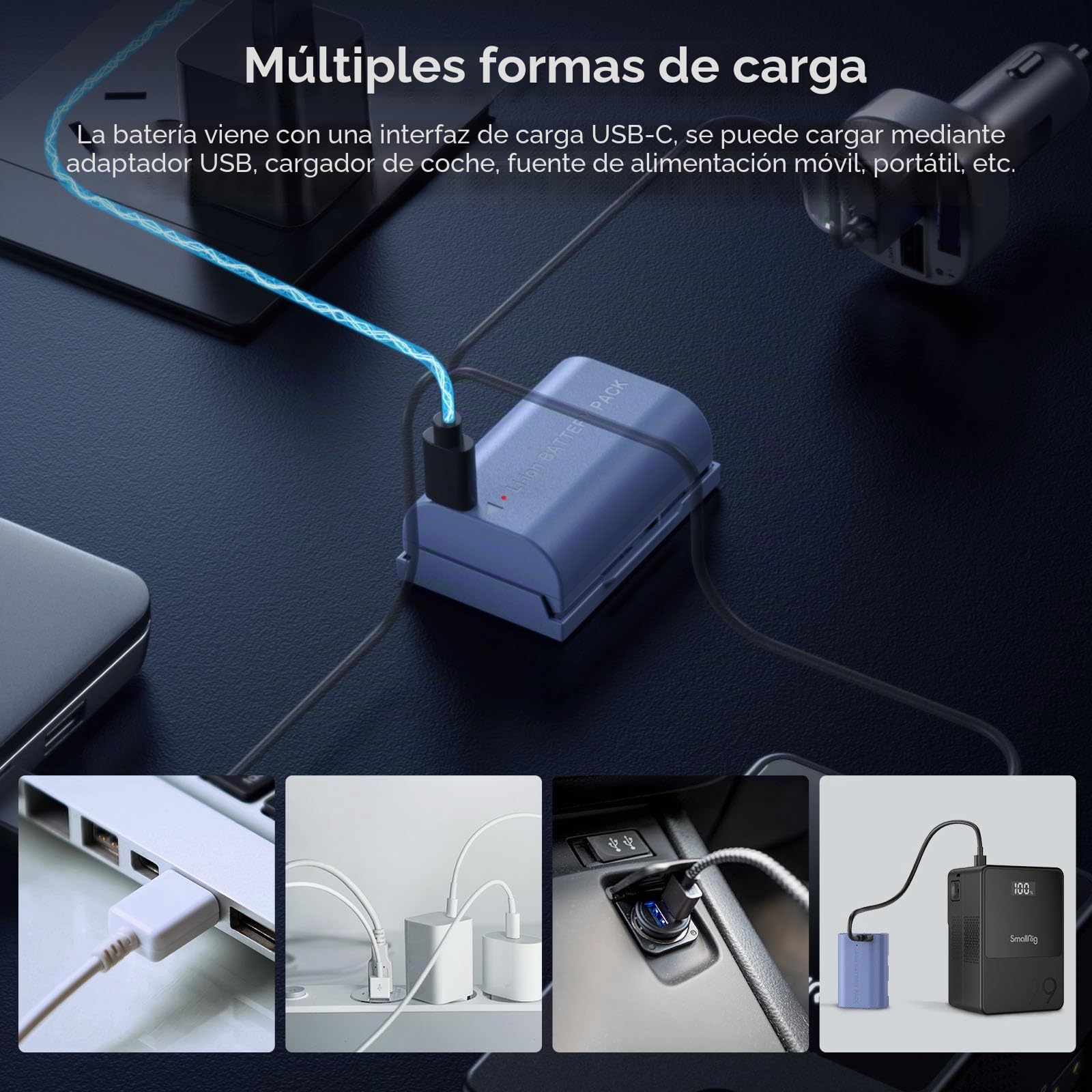 SMALLRIG Batería Compatible con LP-E6NH 2400mAh de Repuesto para R5,R6,R7,USB-C 2.5H Batería de Cámara de Carga Rápida para R6 Mark II,R,R5C,5D II/III/IV,6D,6D II,7D,7D II,60D,70D,80D,90D - 4264