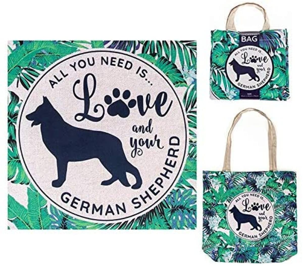 Shudehill Giftware Green Doggy Style Eco Shopper - Shopping Bag/Shopper Bag/Reusable Shopping Bag/Tote Bag (German Shepherd)