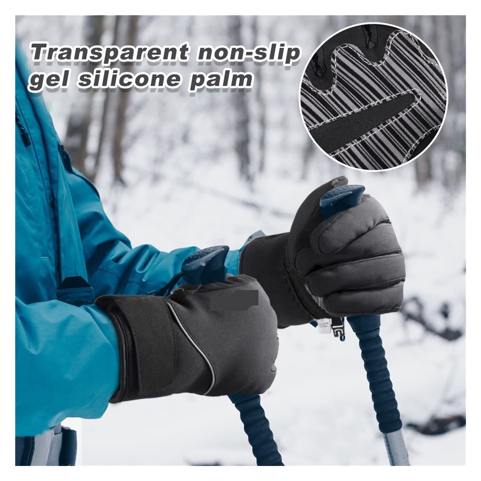 Guanti Invernali Termici Uomo QZW, Impermeabili E Caldi, Per Sci, Snowboard E Lavoro, Neri - Foto 2