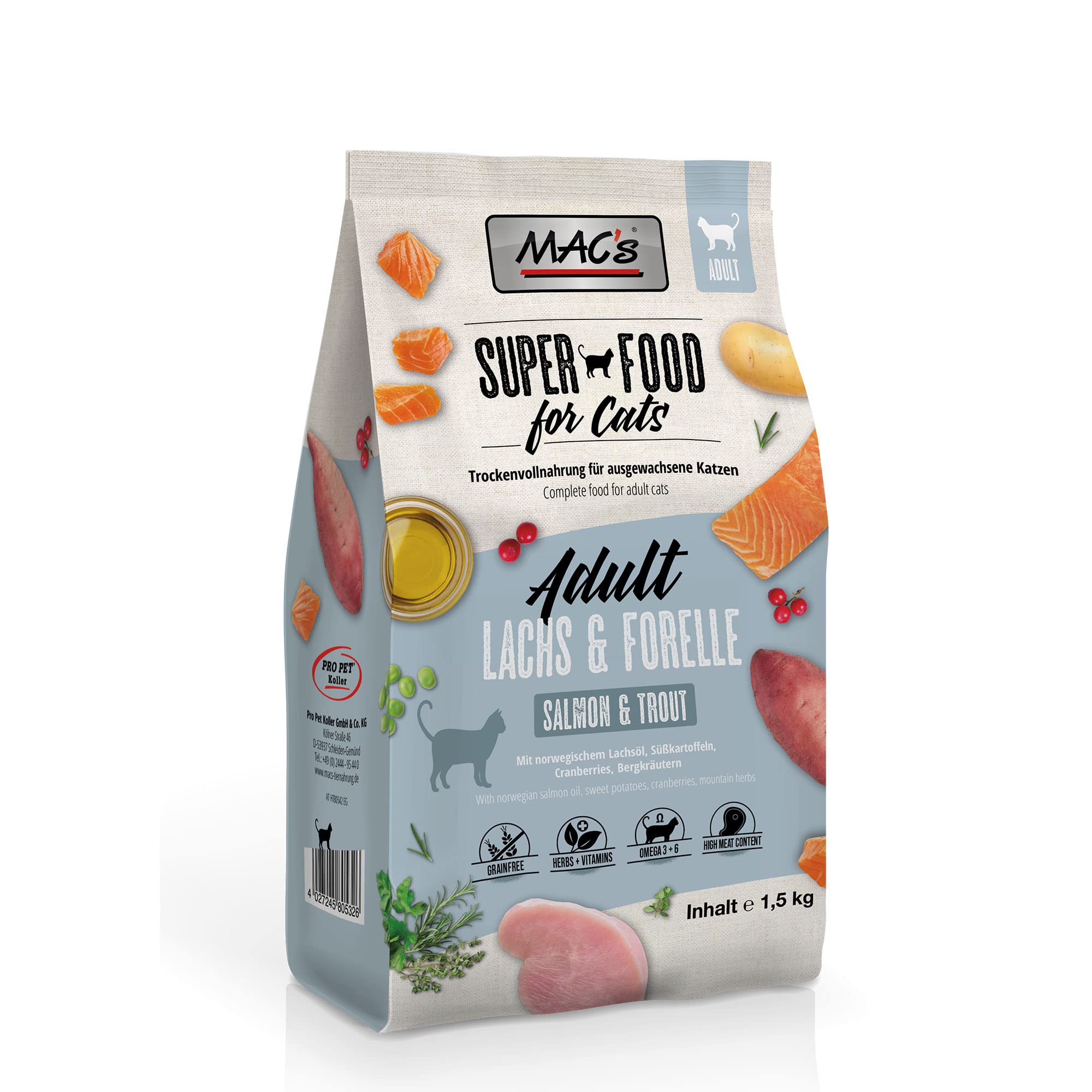 Mac's Cat Food Grain-Free Adult Salmon & Trout, 1.5 kg โ image 1