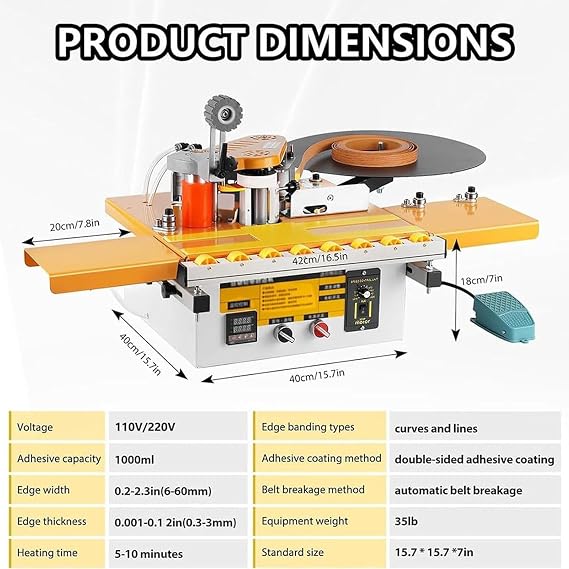 Portable Pvc Abs Edge Bander,Woodworking Edge Banding Machine,Right Angle Curve Straight Line,Double-Sided Gluing,Speed Intelligent Temperature Control Automatic Cutting For Oversized Panels B