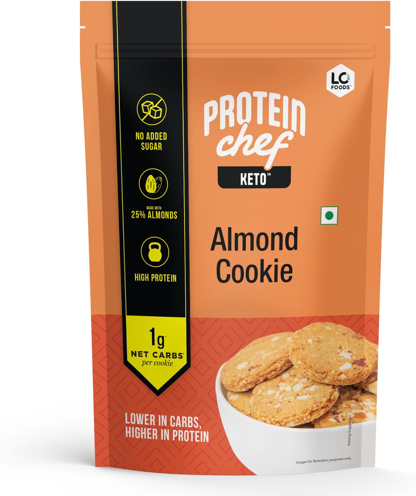 Lo! Foods - Keto Almond Cookies (200g), High Protein, No added sugar, 1.2g net carbs per cookie, Lower in Carbs, Higher in protein