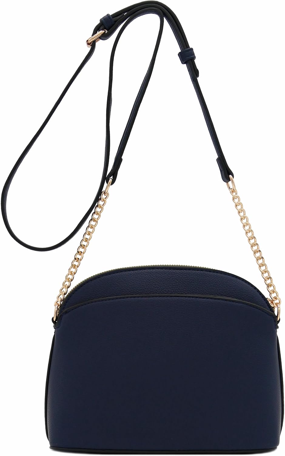 FashionPuzzle Faux Leather Small Dome Crossbody Bag with Chain Strap