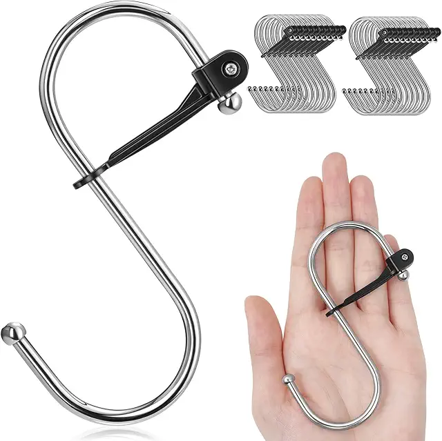 Sopito 20-Piece Large S Hooks with Safety Buckle - Hängränna Krok for Kitchen, Closet, Garage