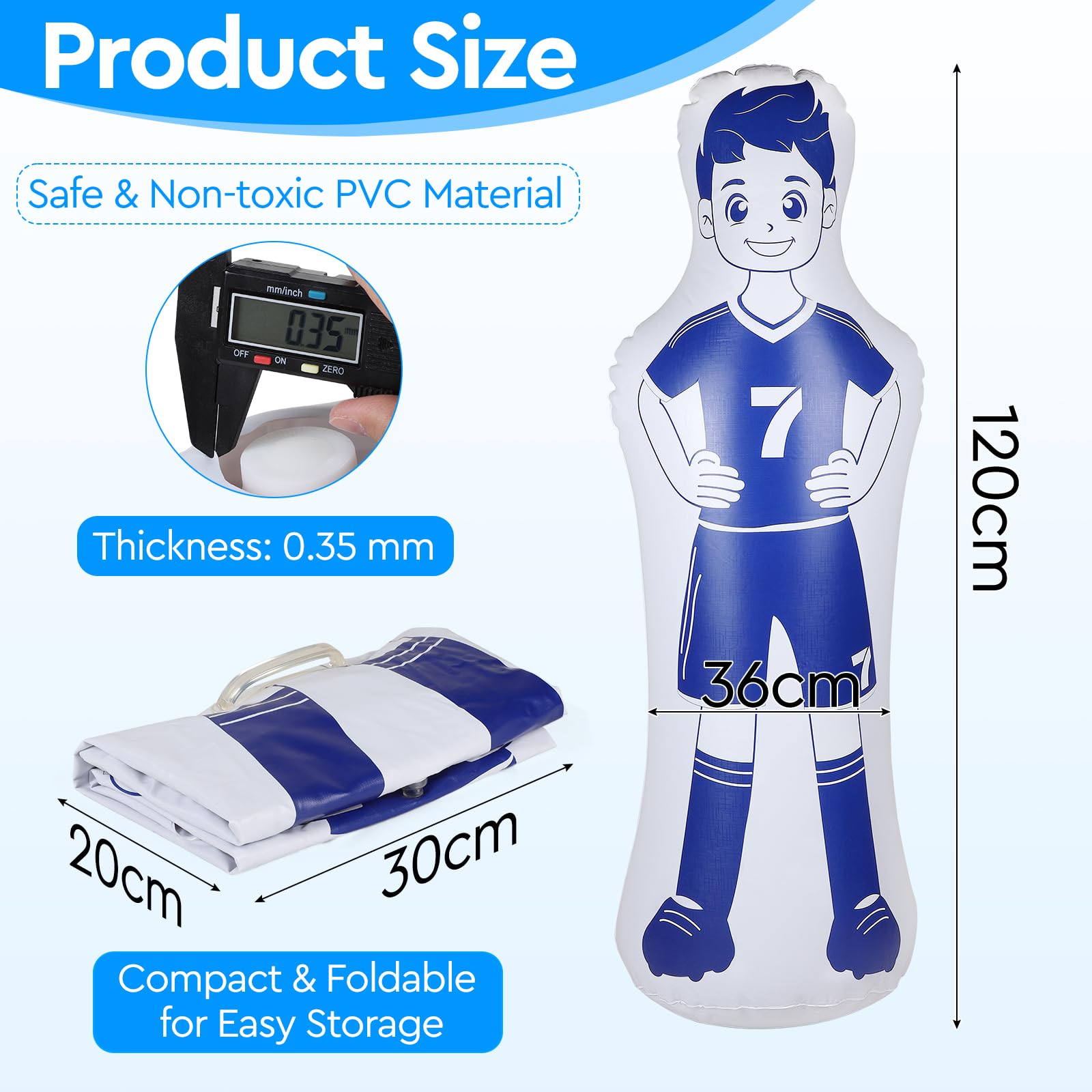 EFUTURETIME Maniquí Inflable de Fútbol de PVC, Muñeco aéreo de Portero Fácil de Plegar y Guardar, Saco de Boxeo Inflable para Entrenar en Fútbol, Baloncesto y Boxeo