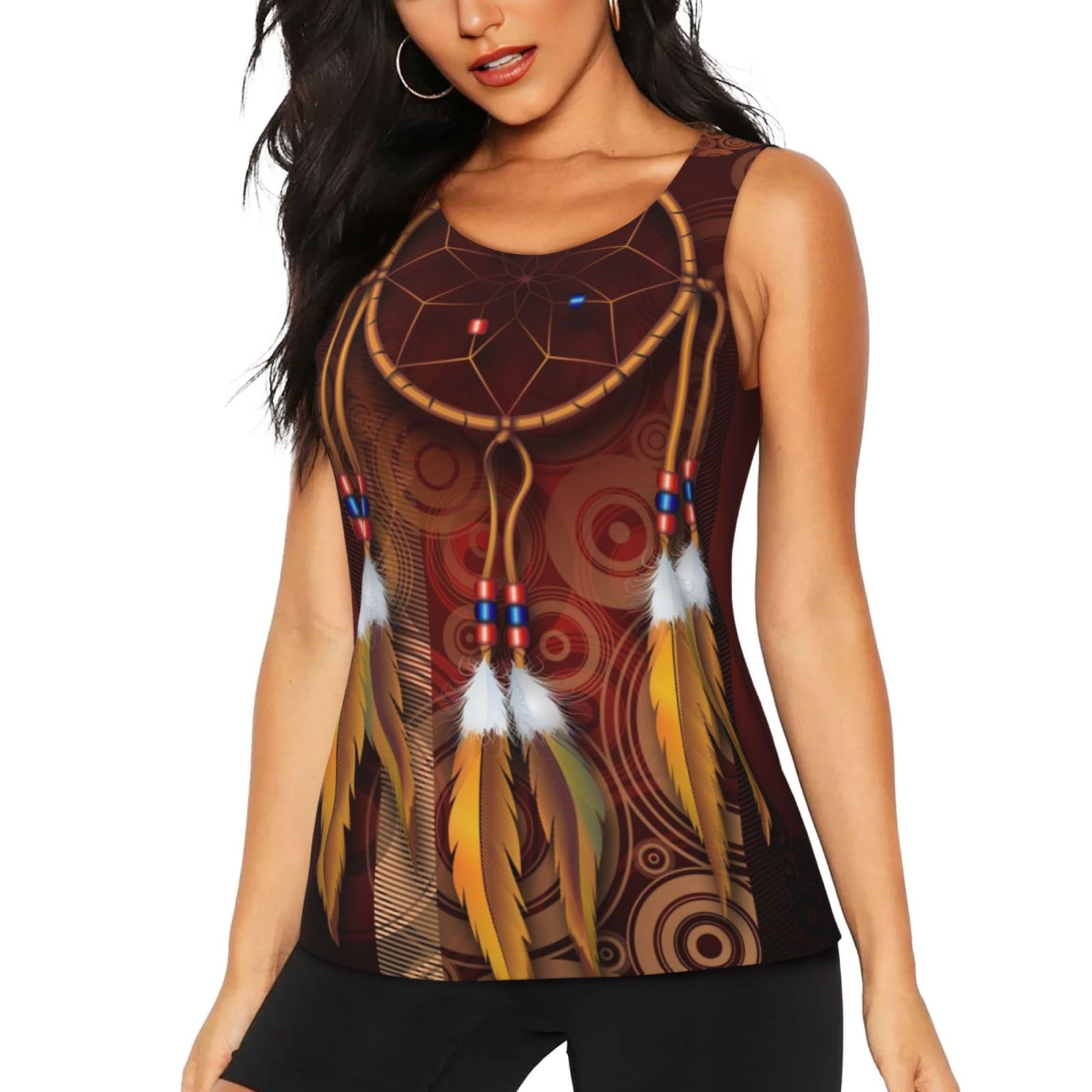 Native American Dreamcatcher Womens Tank Tops Summer Casual Sleeveless T-Shirt Workout Fitness Tops