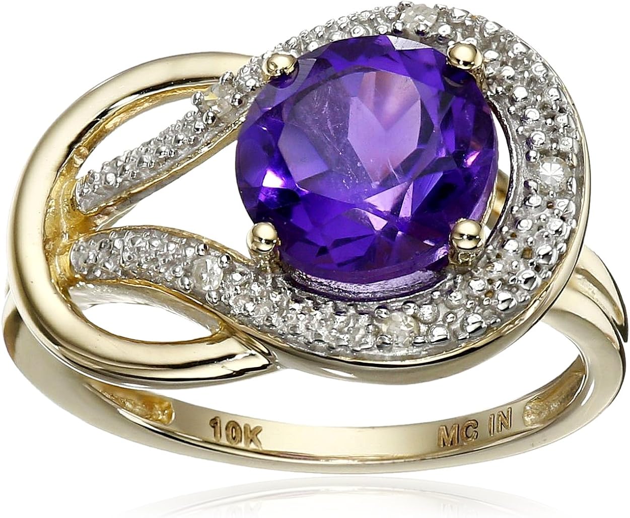 Amethyst and Diamond Accent Love Knot Ring in 10k Yellow Gold, Size 8 Amazon.ca Clothing