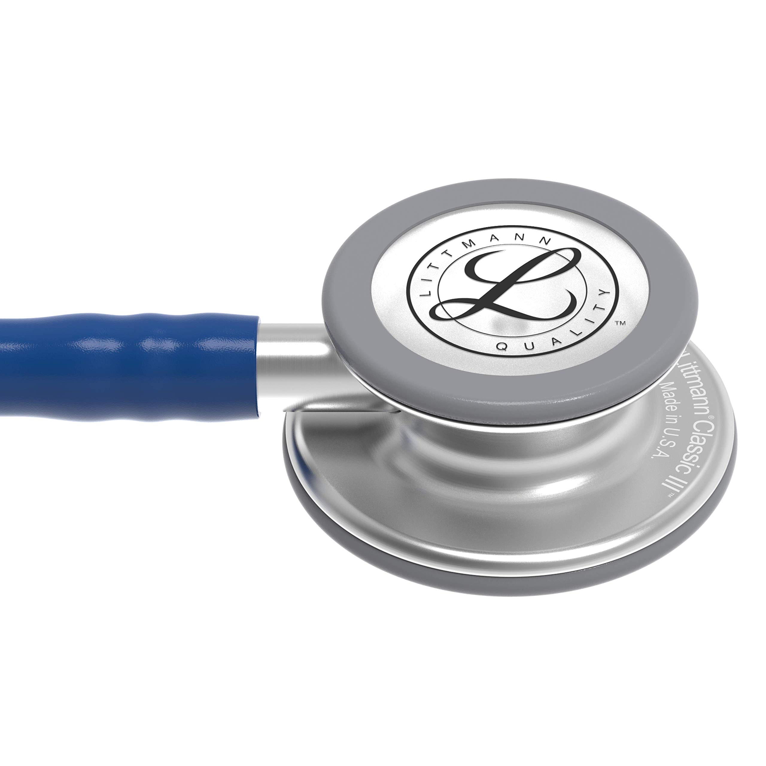 3M Littmann Classic III Stethoskop mit Gravur personalisiert, Arzt Stethoskop zur Überwachung, Profi Diagnostikstethoskop für Praxis, Klinik, Pflege, Rettungsdienst (Dunkelblau)
