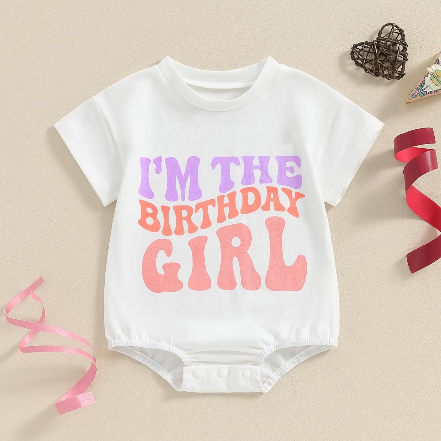 Kayotuas Half/1st Birthday Outfit Baby Boy Girl Birthday Bubble Romper Cute Embroidered Tshirt Bodysuit Short Sleeve Jumpsuit - Image 2