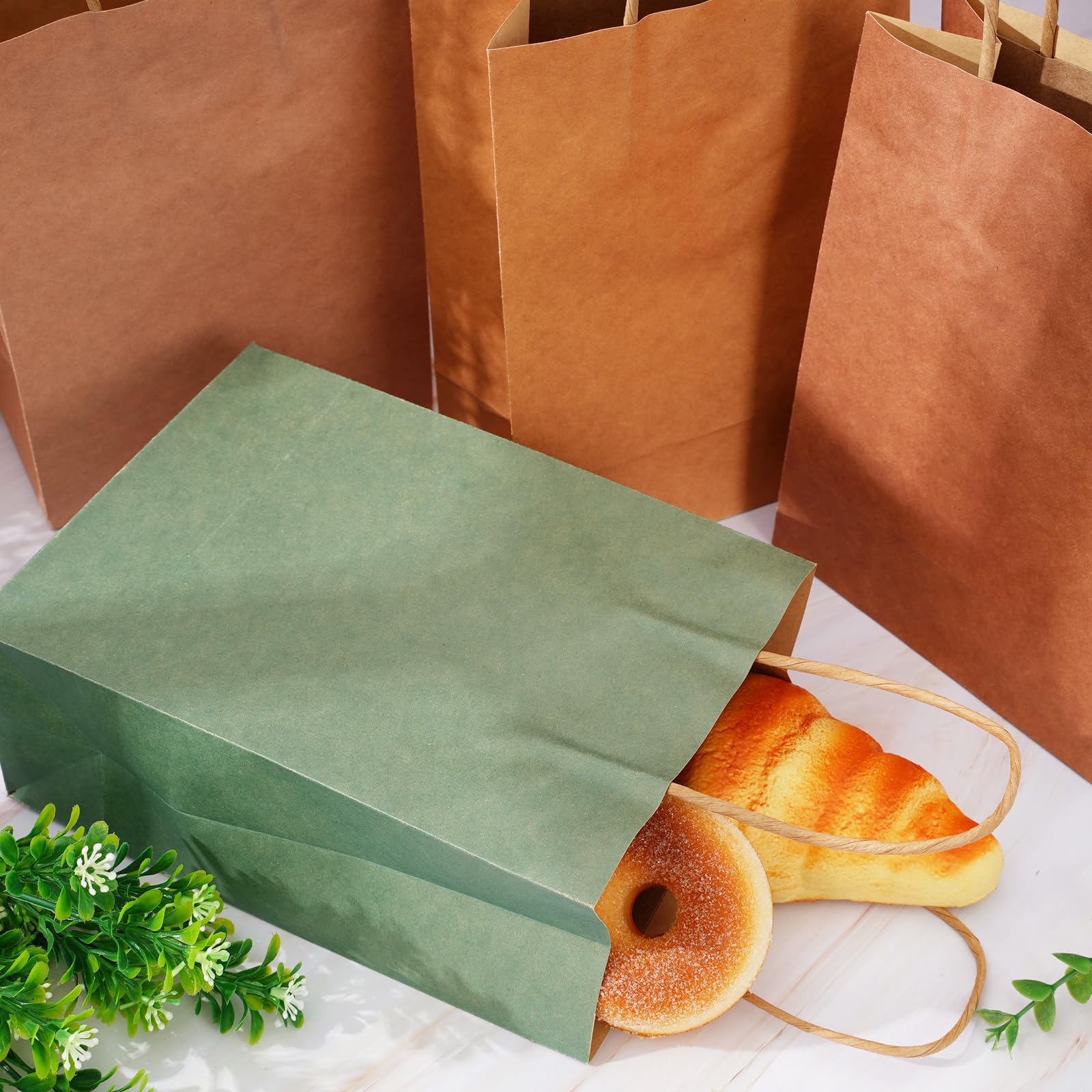 JarThenaAMCS 36 Stück Boho-Kraftpapiertüten, neutrale Farben, Geschenktüten mit Griffen, Vintage-Leckerli-Tüten, Süßigkeiten-Beutel für Hochzeit, Babyparty, Geburtstag, Party, Gastgeschenk