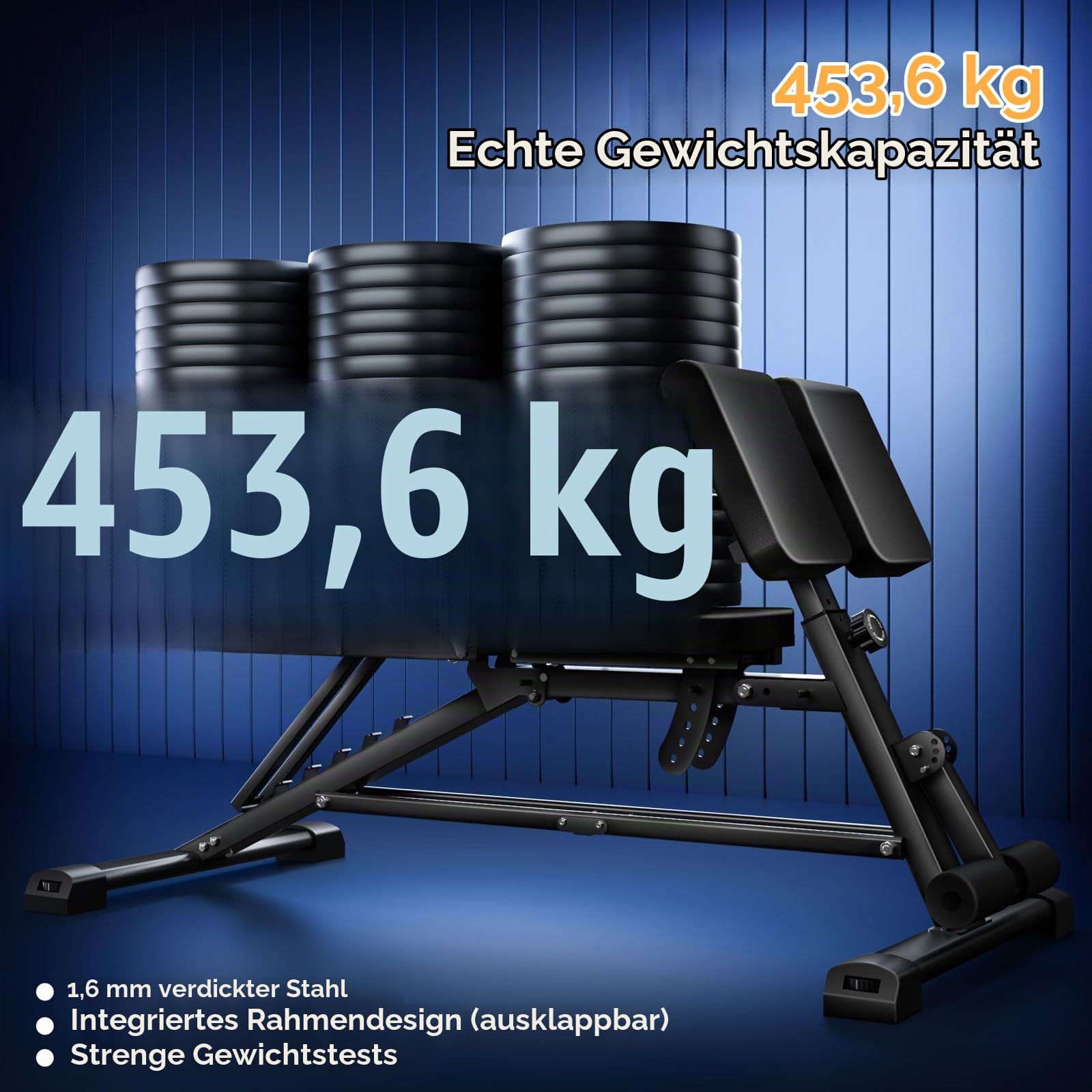 450 kg verstellbare Hantelbank – Hochleistungs-Trainingsbank mit für das Training zu Hause, Roman Chair Ab für -Rückenstreckung mit, Sit-up-Flachbank mit Neigung für den ganzen Körper