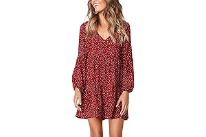 Women's Valentine's Day V-Neck Casual Flowy Swing Shift Dress