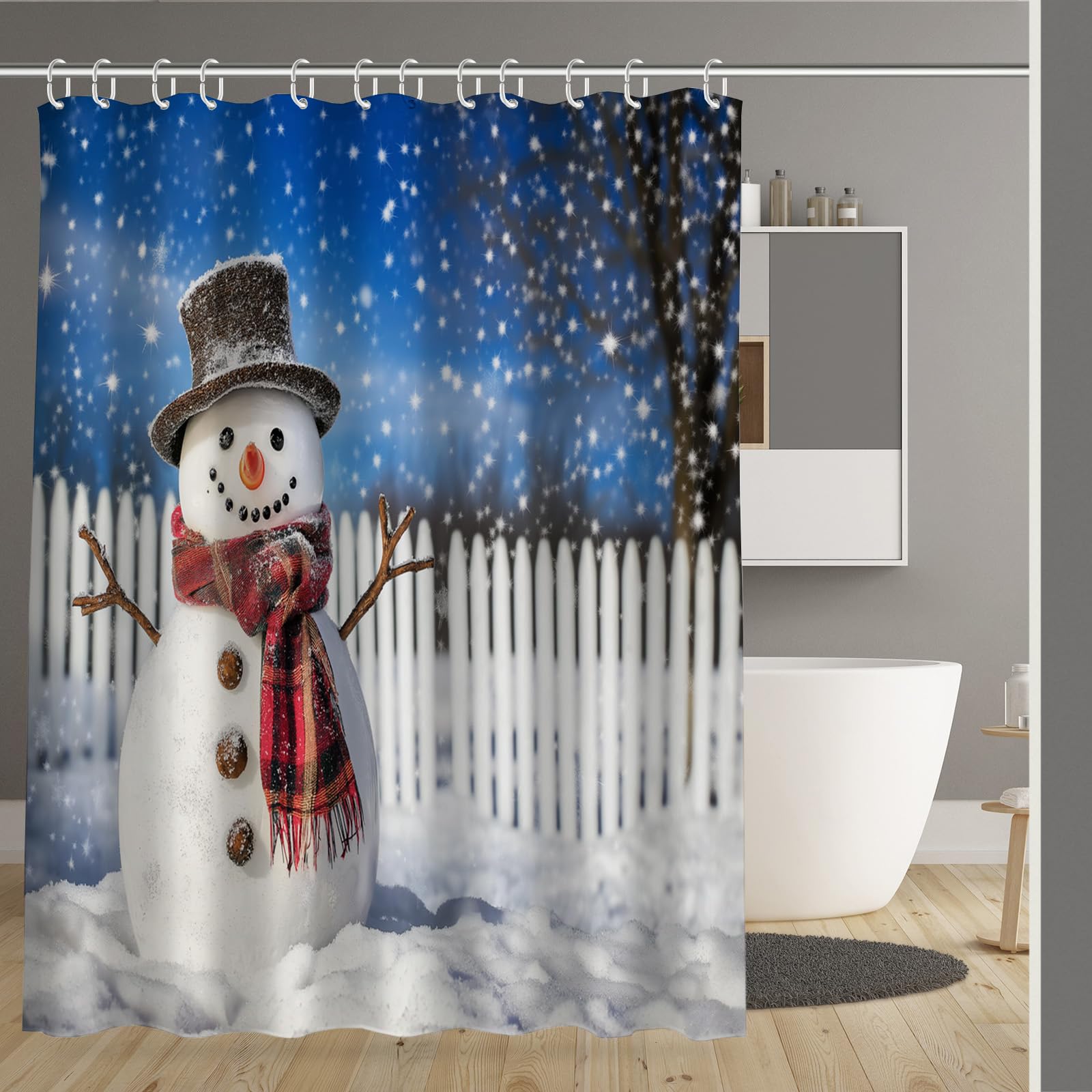 Rideau de douche imperméable anti-éclaboussures 180x200 cm avec ourlet lesté
