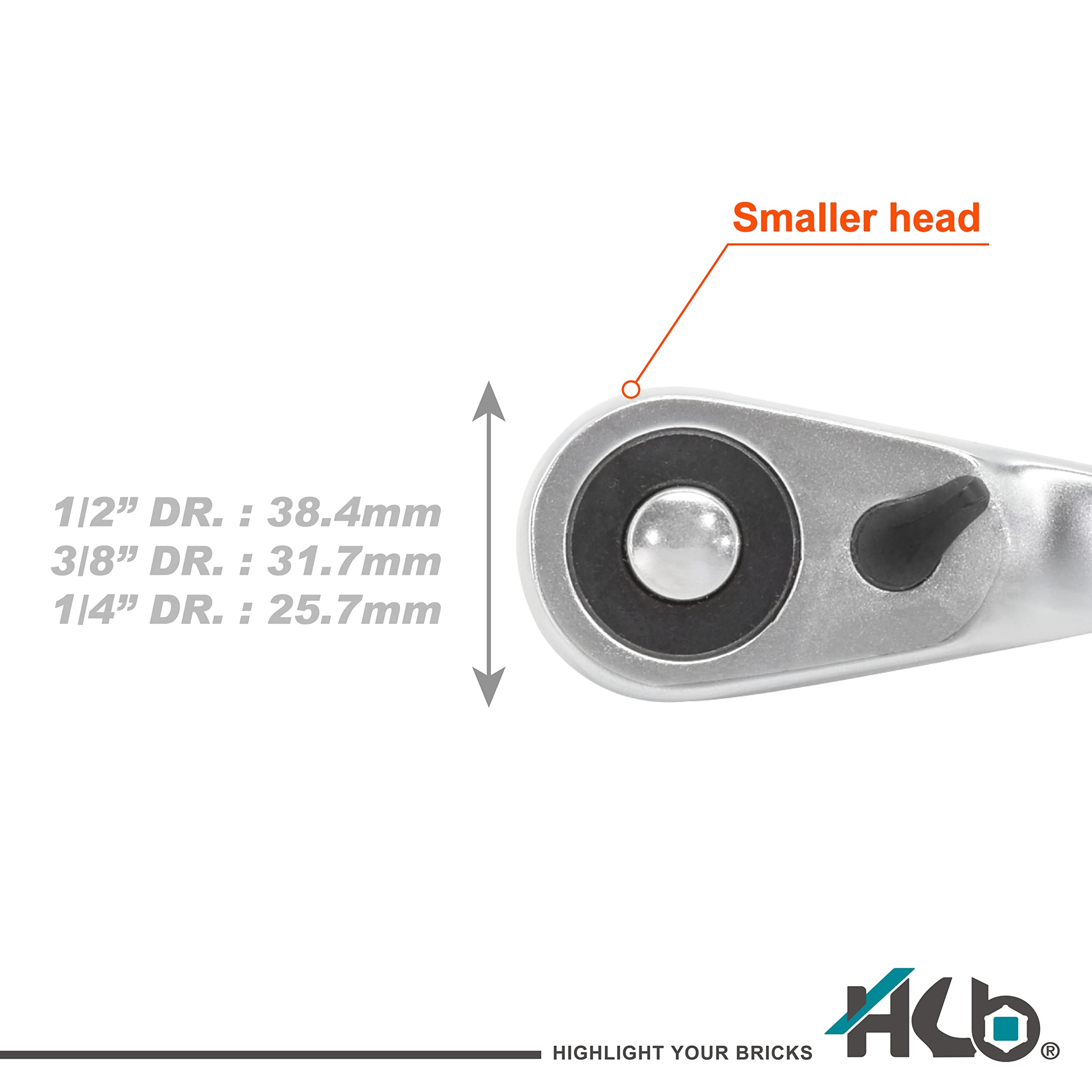 HB Set di Bussole 168 Pezzi con Cricchetto Offset Reversibile 120 Denti 1/2" 3/8" 1/4", Custodia Compatta con Chiusura Metallo, Bussole Metriche ed E-Torx, Acciaio CR-V, Made in Taiwan AKM002-G