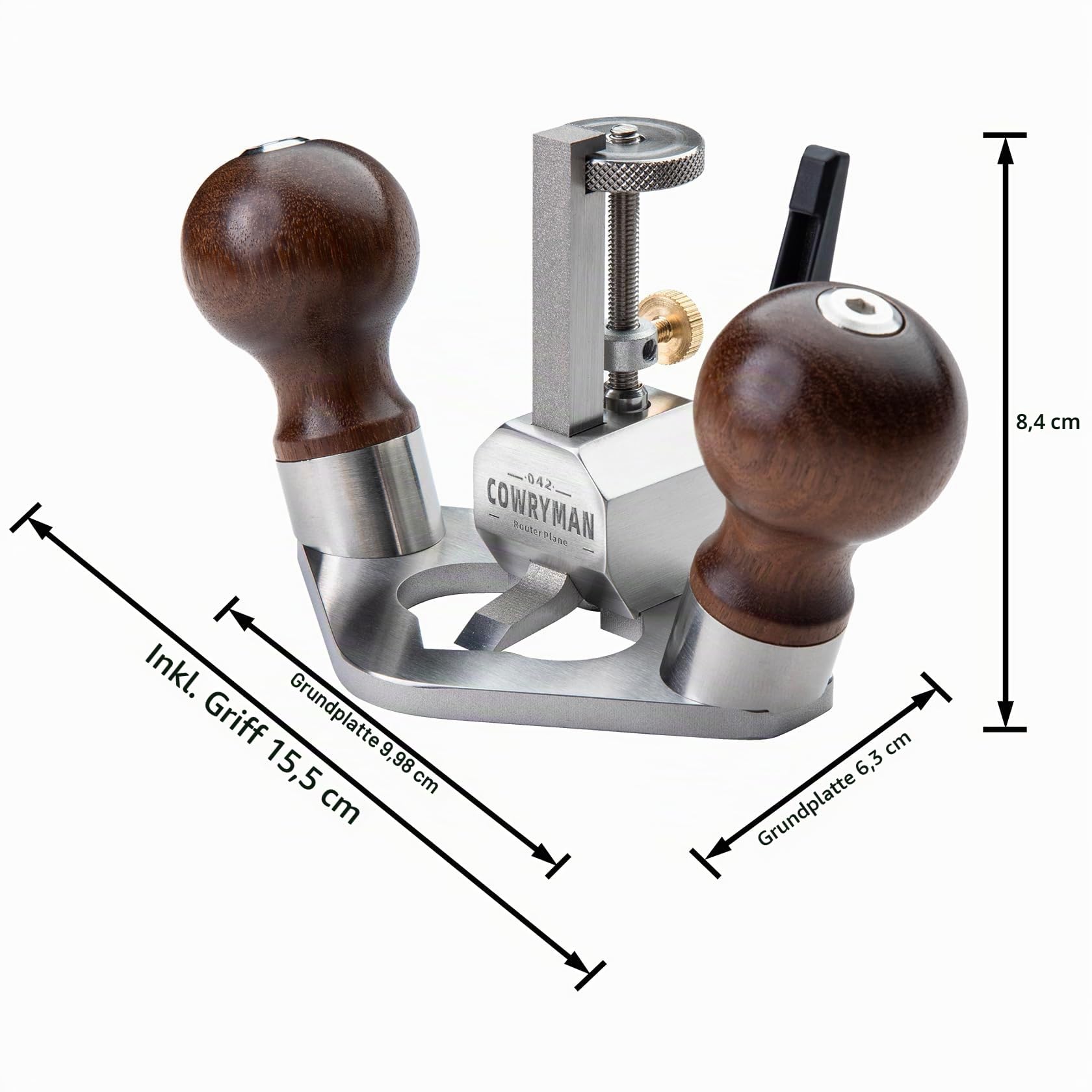 042 Grundhobel mit L-förmigem 8-mm-HSS | Einteiliges L-förmiges HSS-Eisen, Anschlagring, 25 mm Arbeitstiefe, für Ecken, Kanten und Scharnieraussparungen