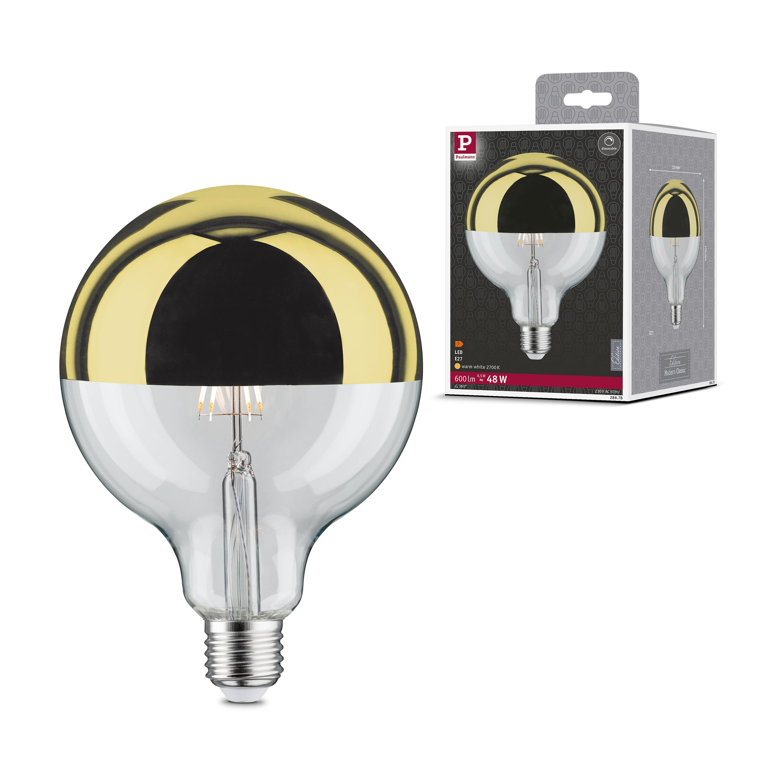 Paulmann Led Bulb E27 G125 827 6,5W Head Mirror Gold