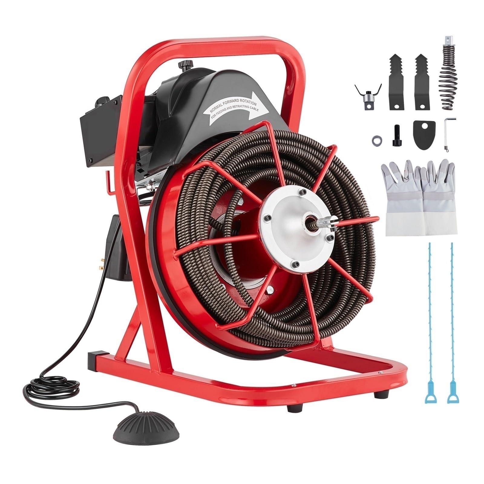 Drain Cleaner Machine Sewer Snake Auger Manual Electric Cleaning Powerful Clearing Capability(75FT)