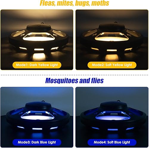 Miniatura 5 de Paquete de 2 trampas para pulgas para el interior de tu hogar, trampa de mosquitos para casa, luz nocturna UV, atrapador de insectos con 10 trampas