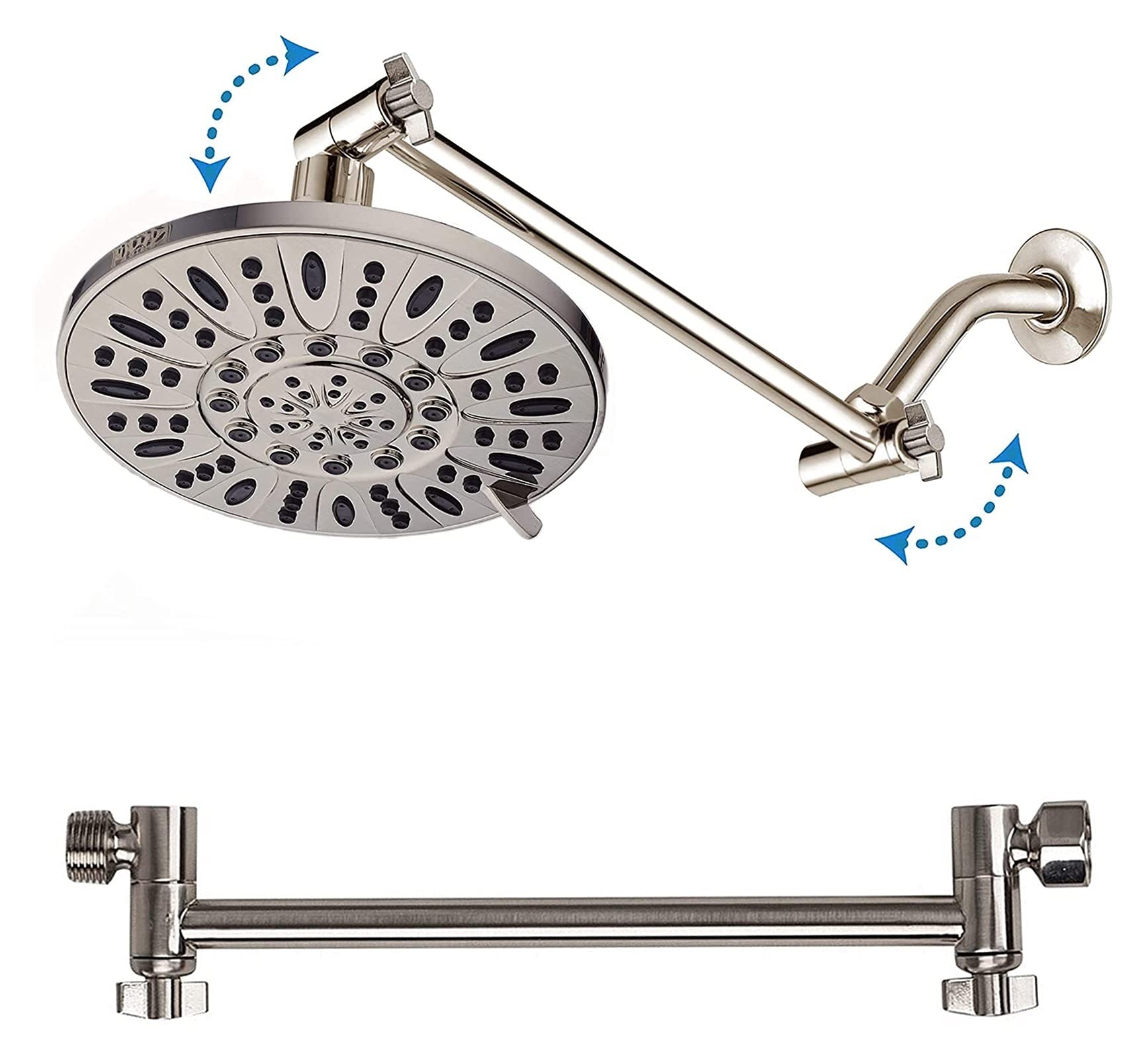 Durable 11 "Brazo de extensión de Ducha Ajustable de latón sólido con Juntas de Bloqueo Inferior o elevar la Ducha de Mano a su Altura Wearable (Color : Chrome, Size : 11 Inch)