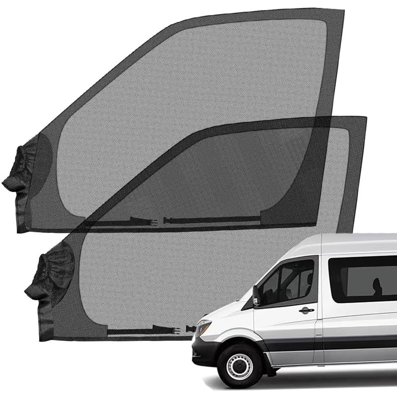 2 Stück Auto Magnetische Seitenfenster Insektenschutzgitter für Mercedes Sprinter 2007-2025,Sonnenschutz Atmungsaktiv Mückennetz Fensternetz Camping Zubehör Sichtschutz