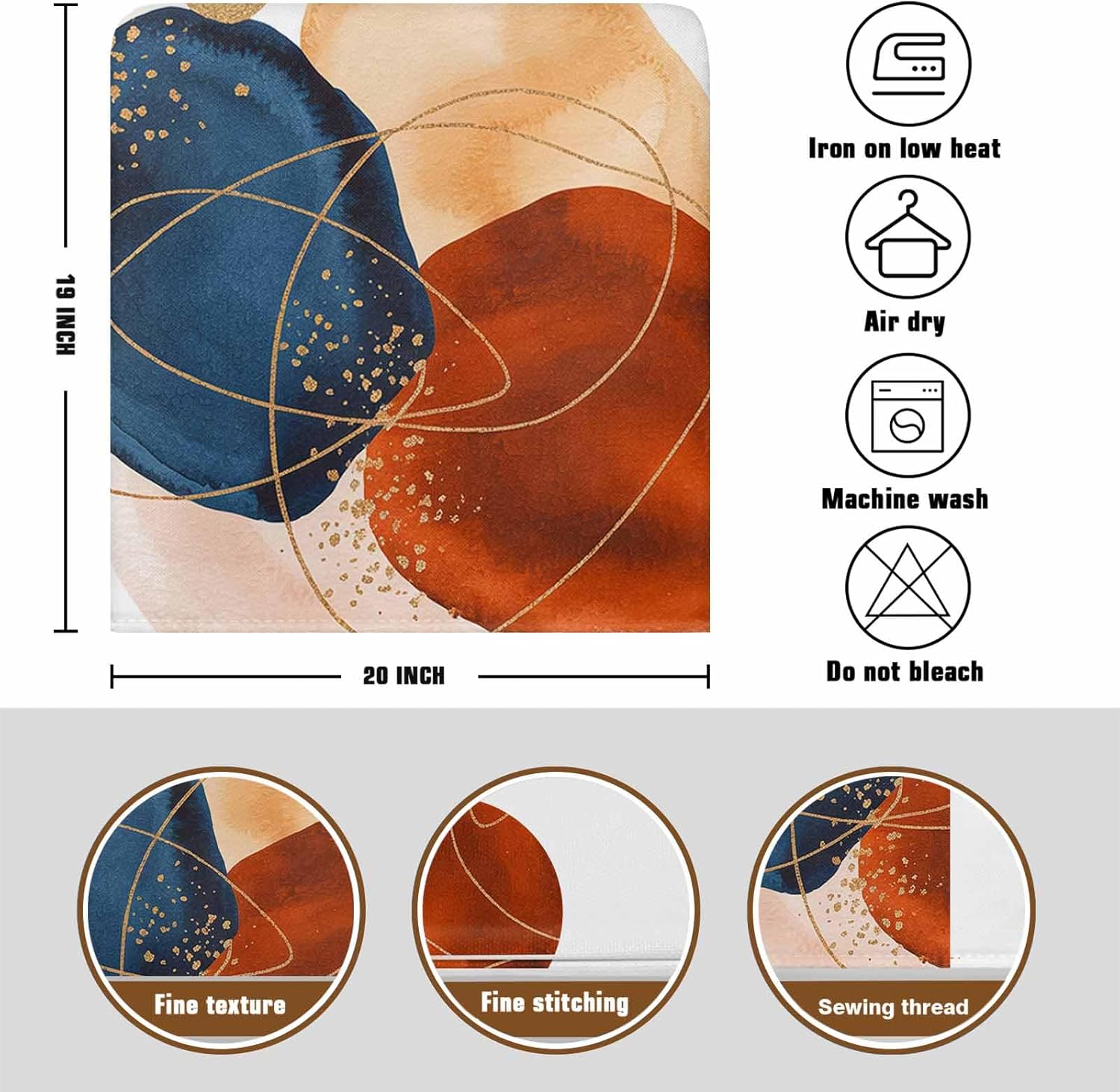 Chair Back Covers for Dining Room, Blue Orange Red Boho Linen Polyester Back Chair Protector, 20 x 19 Inch Modern Geometric Abstract Middle Century 4 Pcs Back Covers for Dining Chair Decoration
