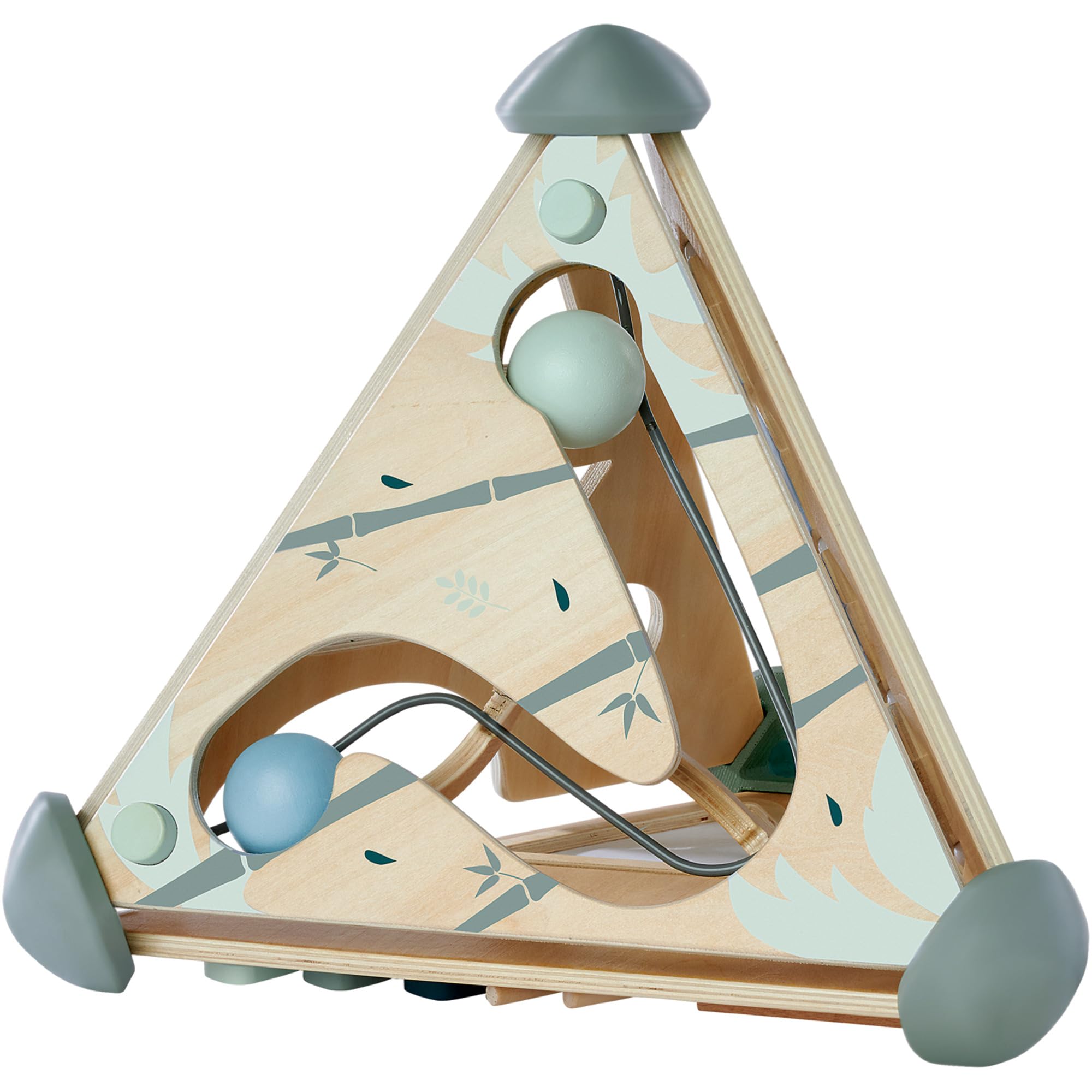 Eichhorn 100003812, Spielcenter Pyramide mit Kugelbahn, Musikfunktion und Steck, sowie Memospiel, 16-TLG., 33x33x38 cm, fördert Feinmotorik und Koordination, aus Birkenholz, ab 1 Jahr