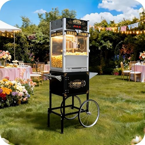 Miniatura 15 de Máquina para hacer palomitas de maíz vintage para cine en casa, reuniones familiares, fiestas de vacaciones o uso comercial de cine, con carrito de