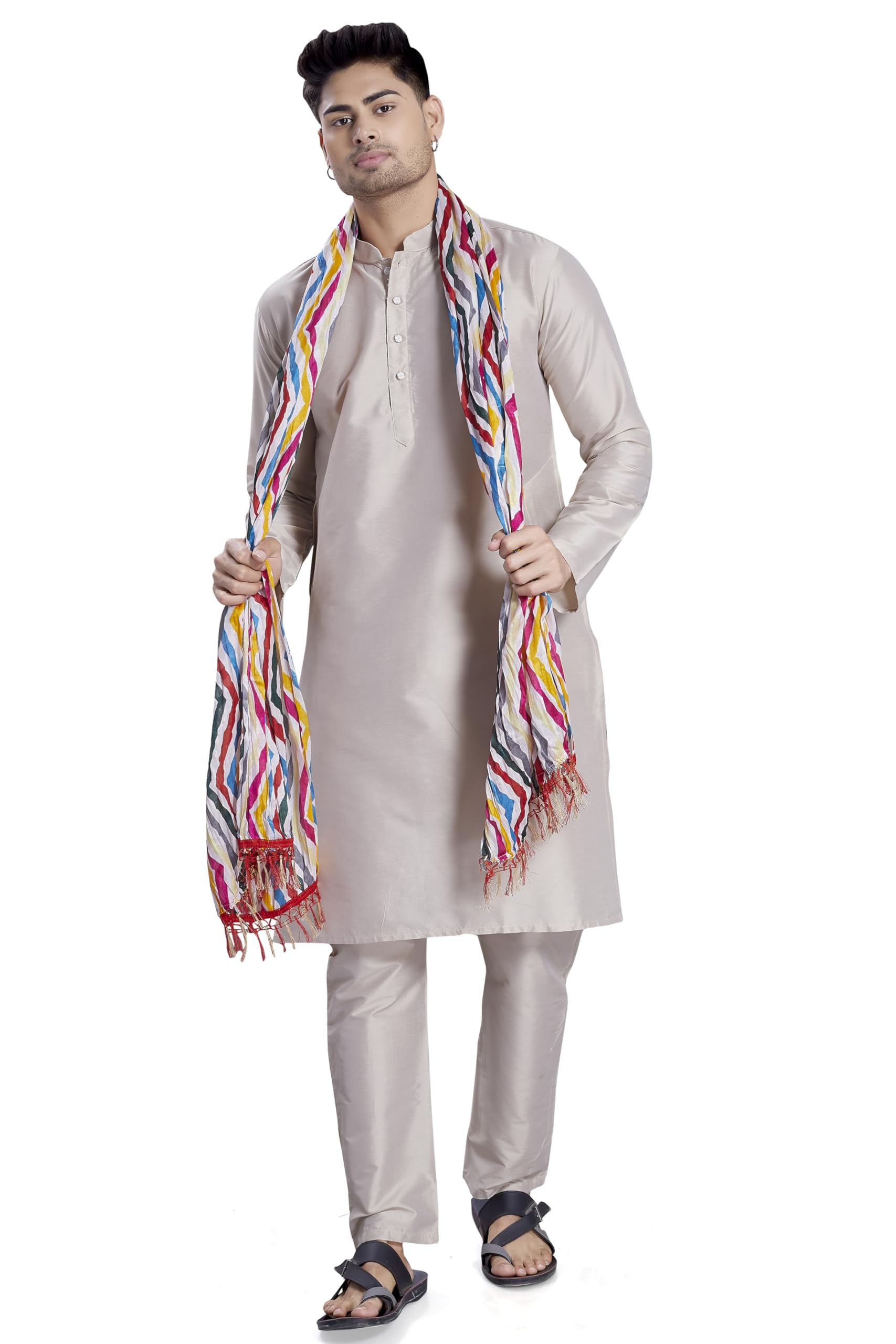 Men's Printed Art Silk Bandhani Dupatta/Stole-image-38