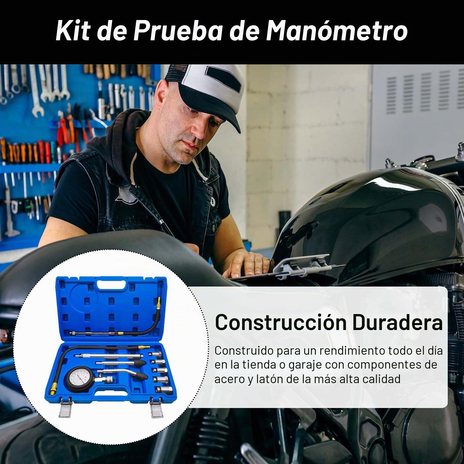 Probador De Compresión Para Automóvil, 11 Piezas Comprobador De Compresión Estándar Digital De Gasolina Medidor De Compresión Del Cilindro Del Motor Herramienta De Probador De Compresión