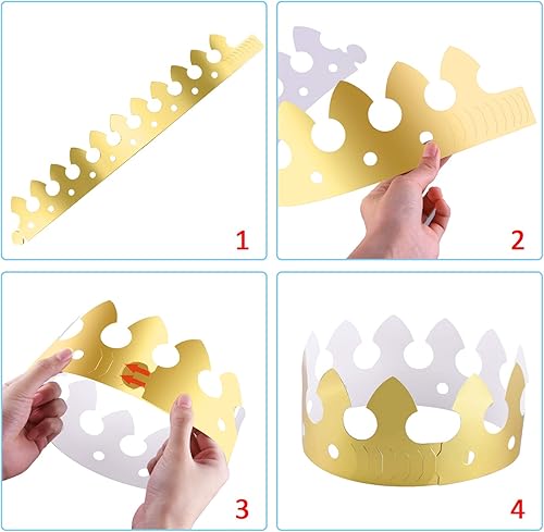 Miniatura 10 de SIQUK 27 piezas de corona de papel dorado para fiesta y celebración