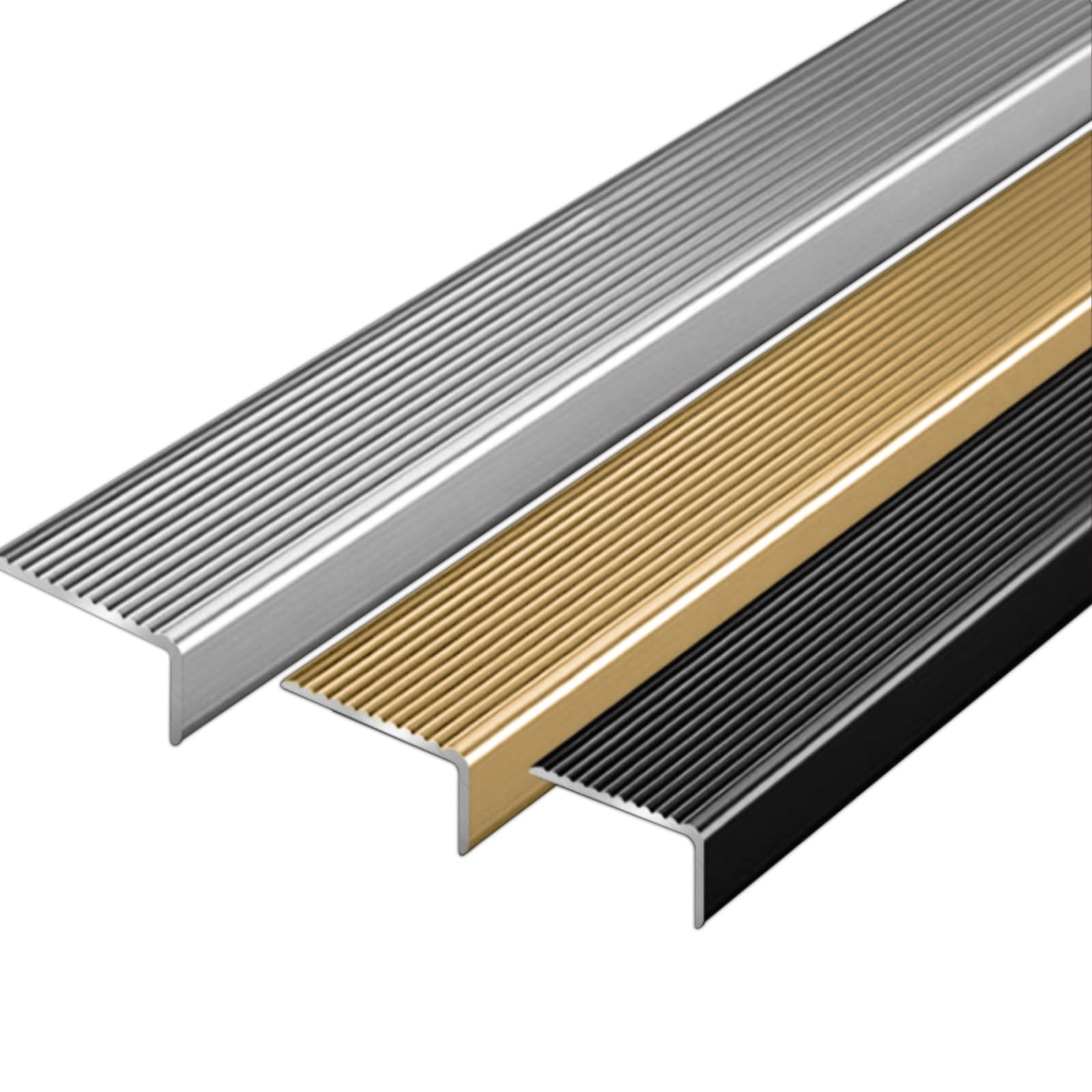 Antideslizante De Borde Escalonado, Aluminio Borde De La Esquina De Seguridad, Perfil De Aluminio para Cantonera De Escalera, para Interiores Exteriores Escalones Esquinas, Protección Para Bordes(Silv