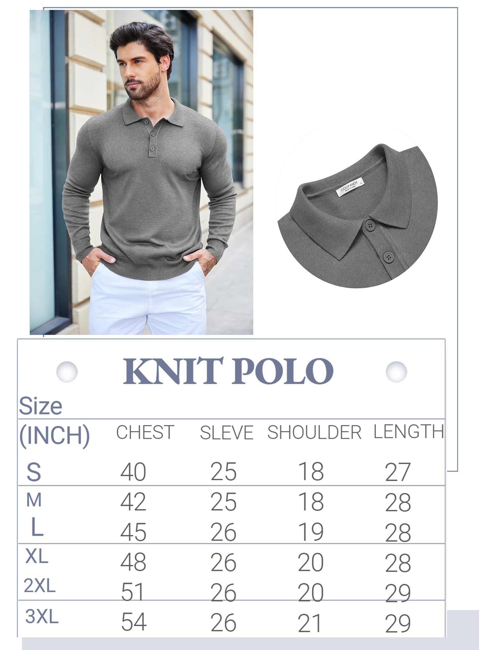 COOFANDY SuéTer Trenzado con Cuello De Polo para Hombre SuéTer De Punto Jersey De Manga Larga SuéTer BáSico Informal De Invierno