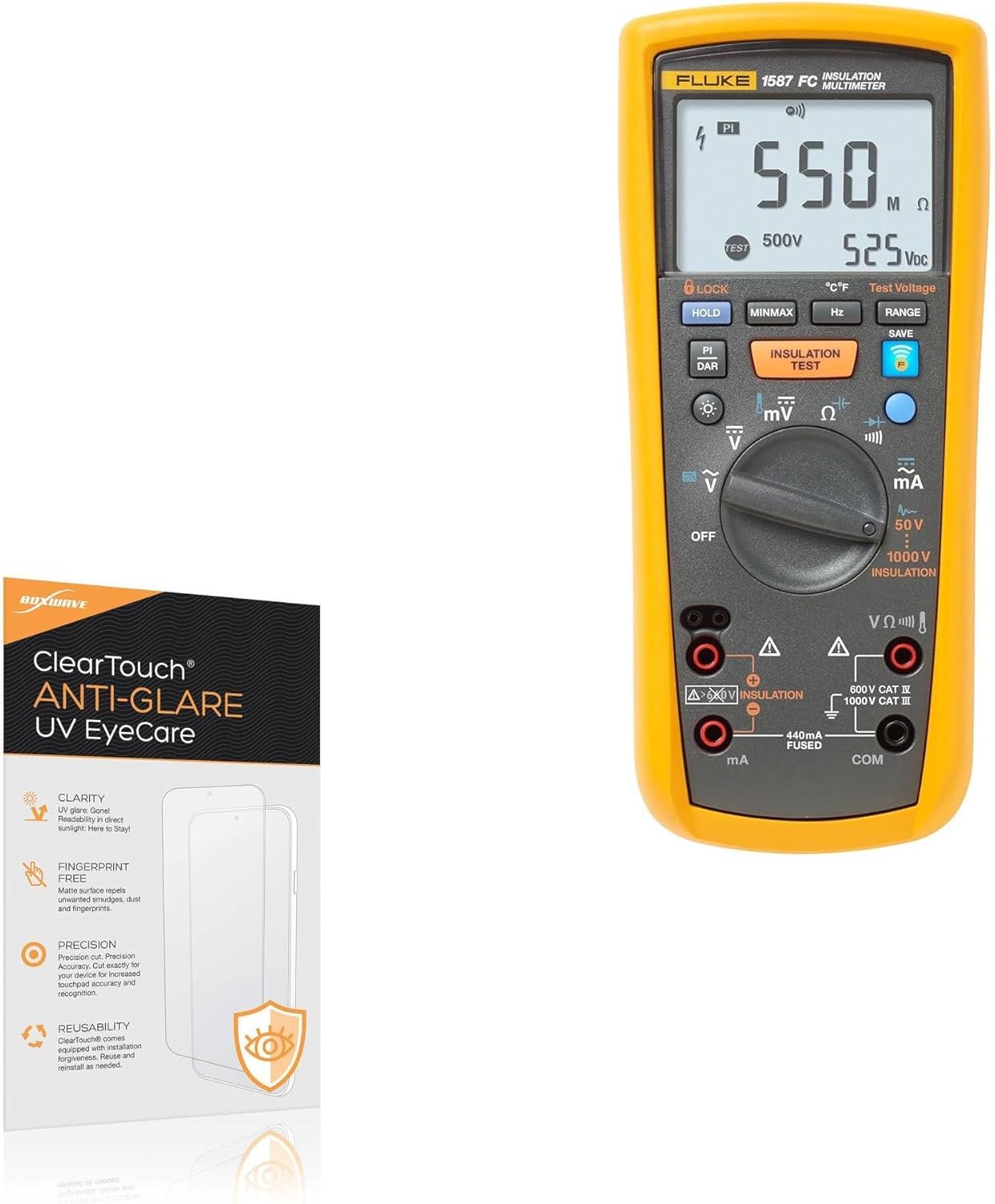 BoxWave Screen Protector Compatible with Fluke 1587 FC - ClearTouch Anti-Glare Anti-UV EyeCare (2-Pack), Filters Out Harmful Blue Light Reduce Fatigue