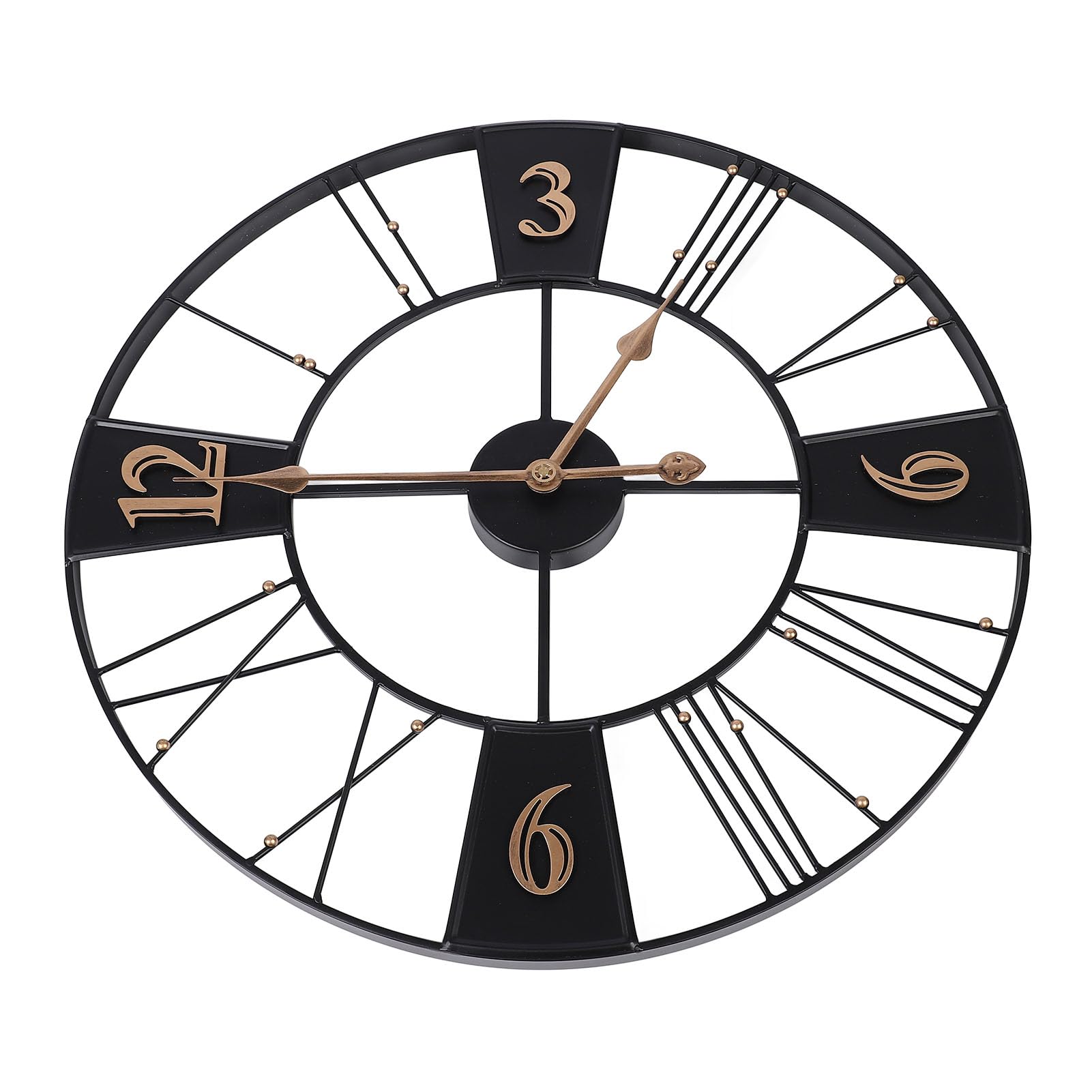 Reloj de Pared Industrial Retro, Diseño Vintage, Reloj Silencioso de Metal para Sala de Estar y Oficina, 23,62 Pulgadas
