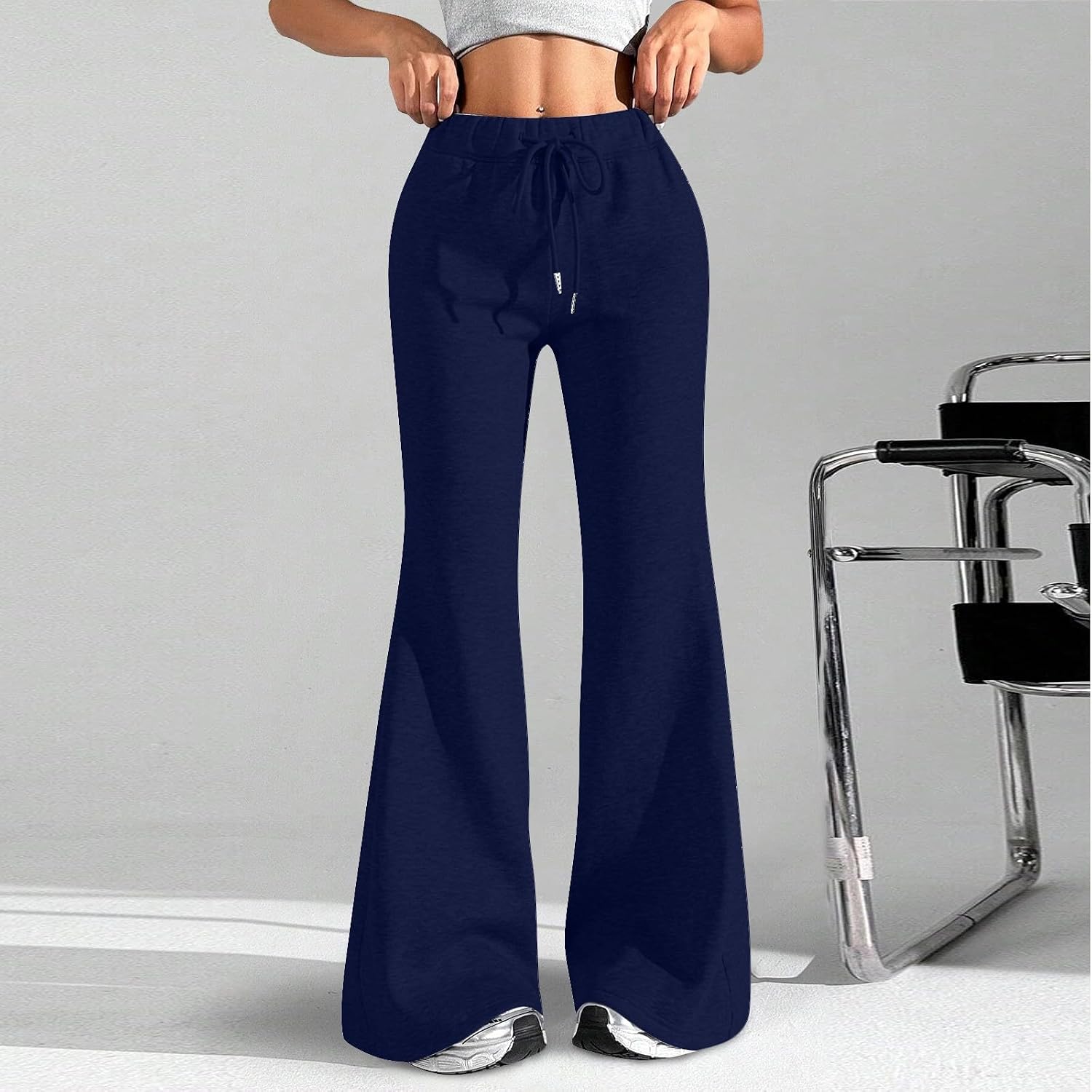 Heathyoga Fleece Lined Wide Leg Sweatpants For Women - High Waisted Baggy Flare Joggers With Pockets